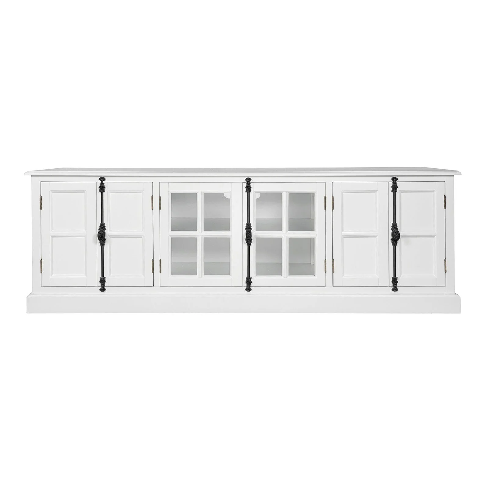 French Provincial Rustic Charm Glass-Door TV Stand Entertainment Unit 200cm Long - Image 3