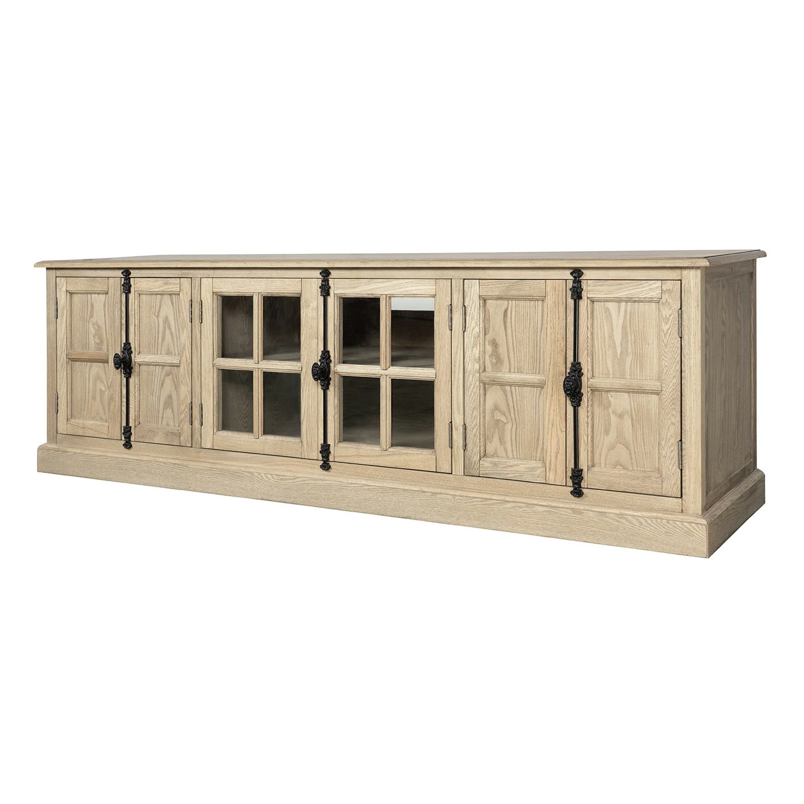 French Provincial Rustic Charm Glass-Door TV Stand Entertainment Unit 200cm Long - Image 30