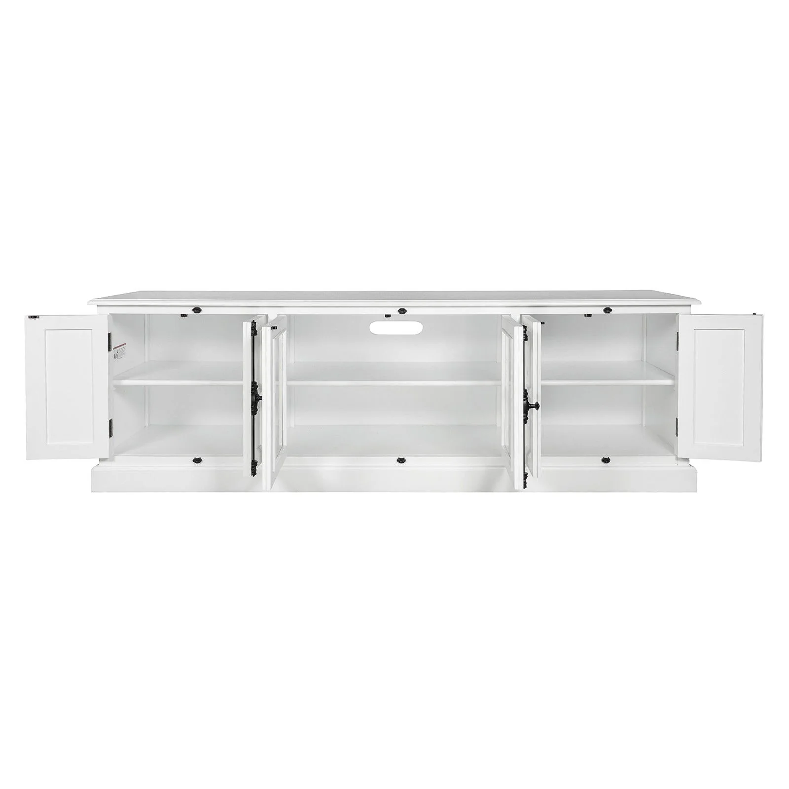 French Provincial Rustic Charm Glass-Door TV Stand Entertainment Unit 200cm Long - Image 5