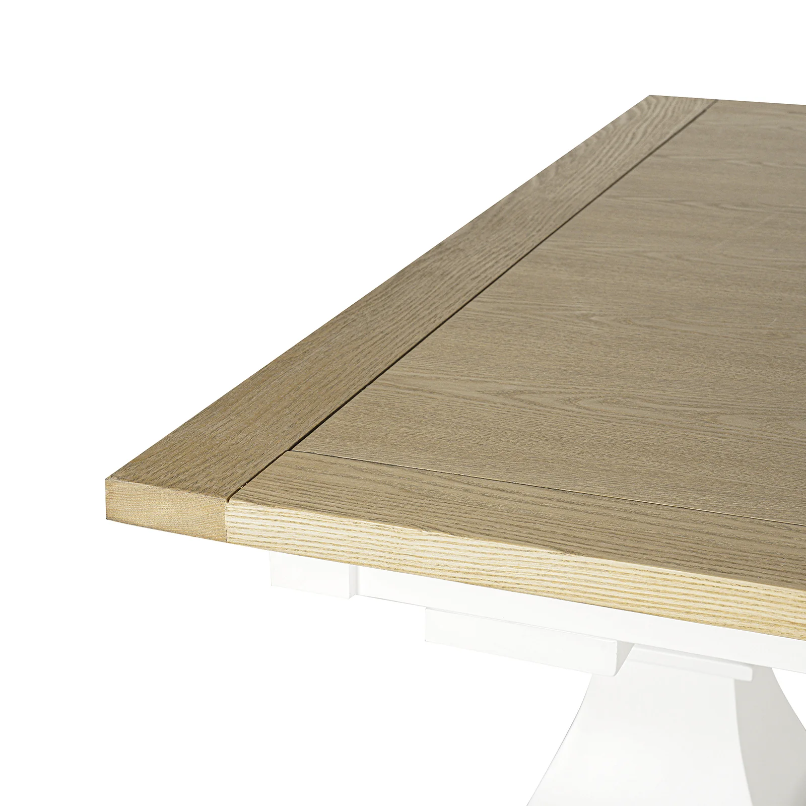 Hamptons 220cm - 320cm Rectangle Extendable Dining Table -  White Trestle Leg Ash Top - Image 10