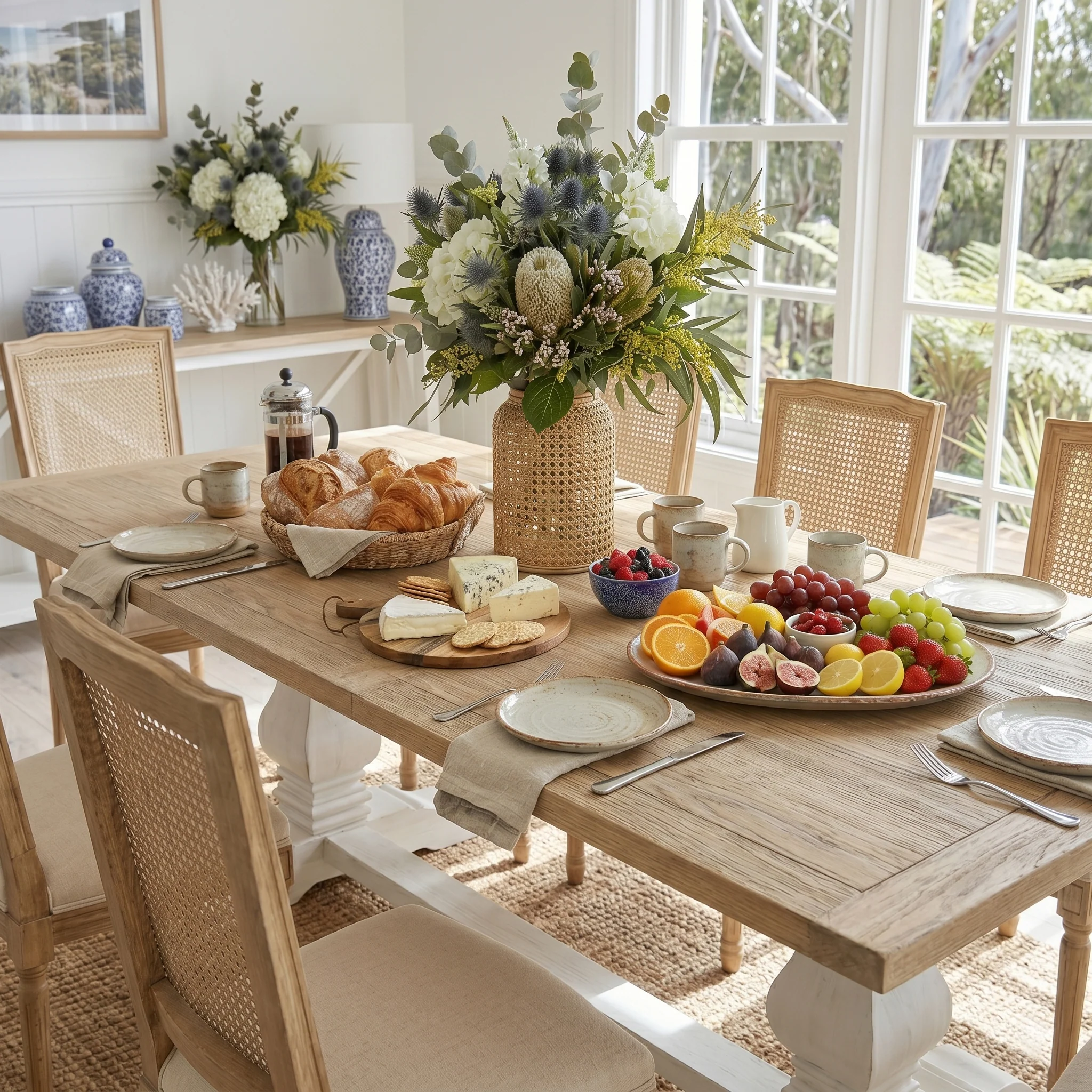 Hamptons 220cm - 320cm Rectangle Extendable Dining Table -  White Trestle Leg Ash Top - Image 3