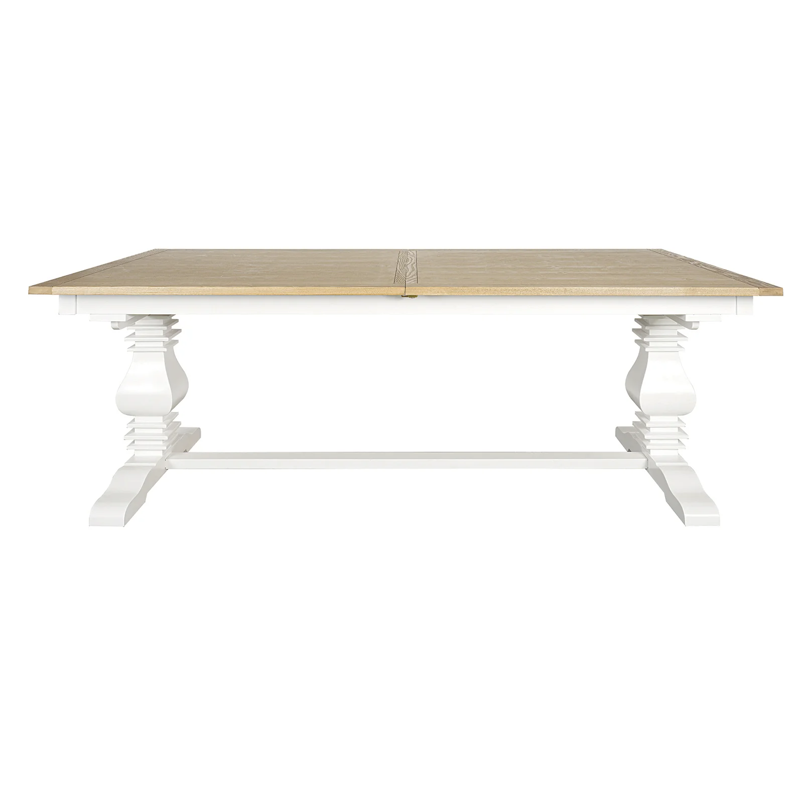 Hamptons 220cm - 320cm Rectangle Extendable Dining Table -  White Trestle Leg Ash Top - Image 5