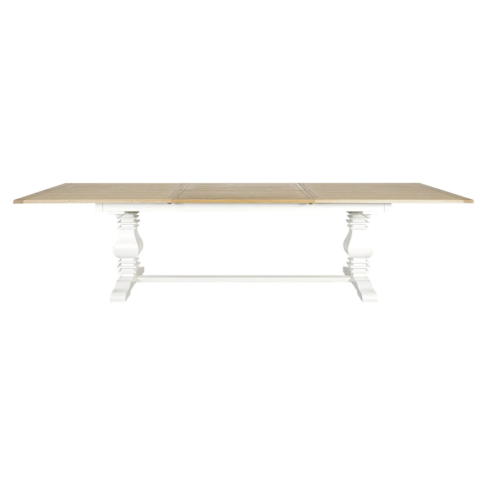 Hamptons 220cm - 320cm Rectangle Extendable Dining Table -  White Trestle Leg Ash Top - Image 7