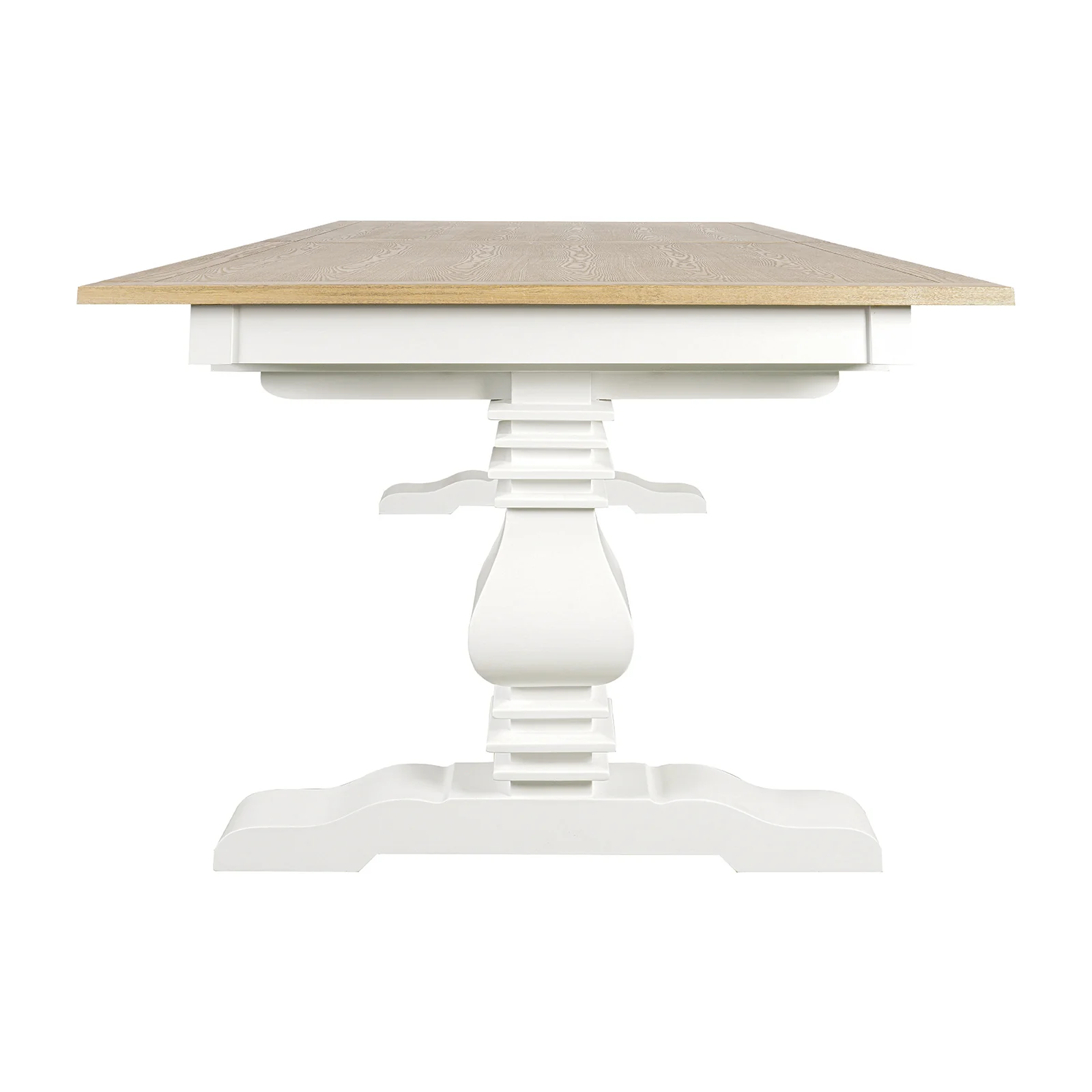 Hamptons 220cm - 320cm Rectangle Extendable Dining Table -  White Trestle Leg Ash Top - Image 8