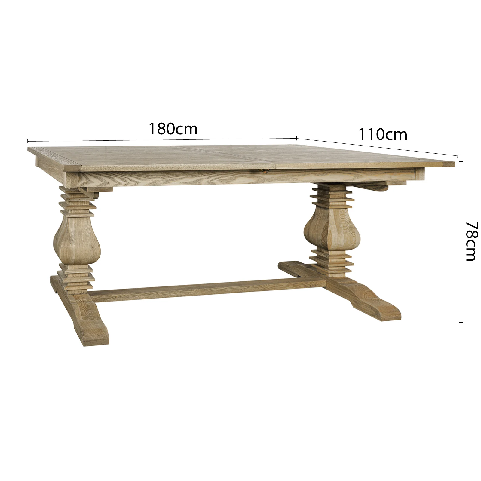 Classic Hamptons Natural Ash Extendable Pedestal Dining Table 180–260cm - Image 16