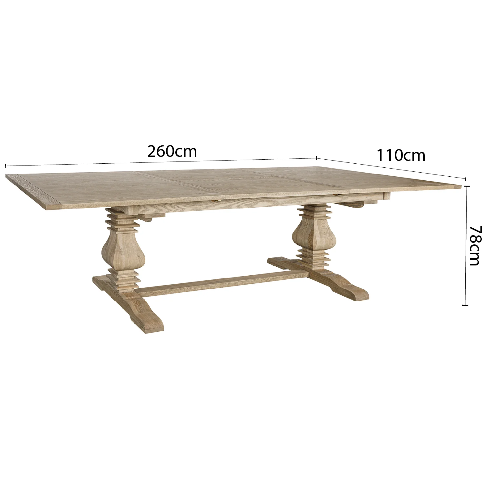 Classic Hamptons Natural Ash Extendable Pedestal Dining Table 180–260cm - Image 17