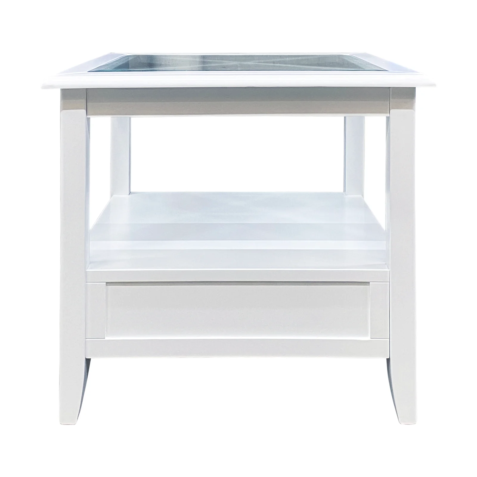 Hamptons Coastal 1 Drawer Glass Cross Side Table - Image 5