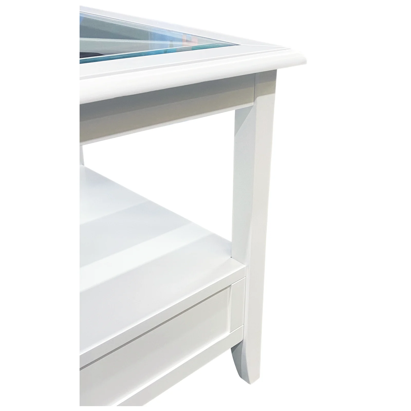 Hamptons Coastal 1 Drawer Glass Cross Side Table - Image 7