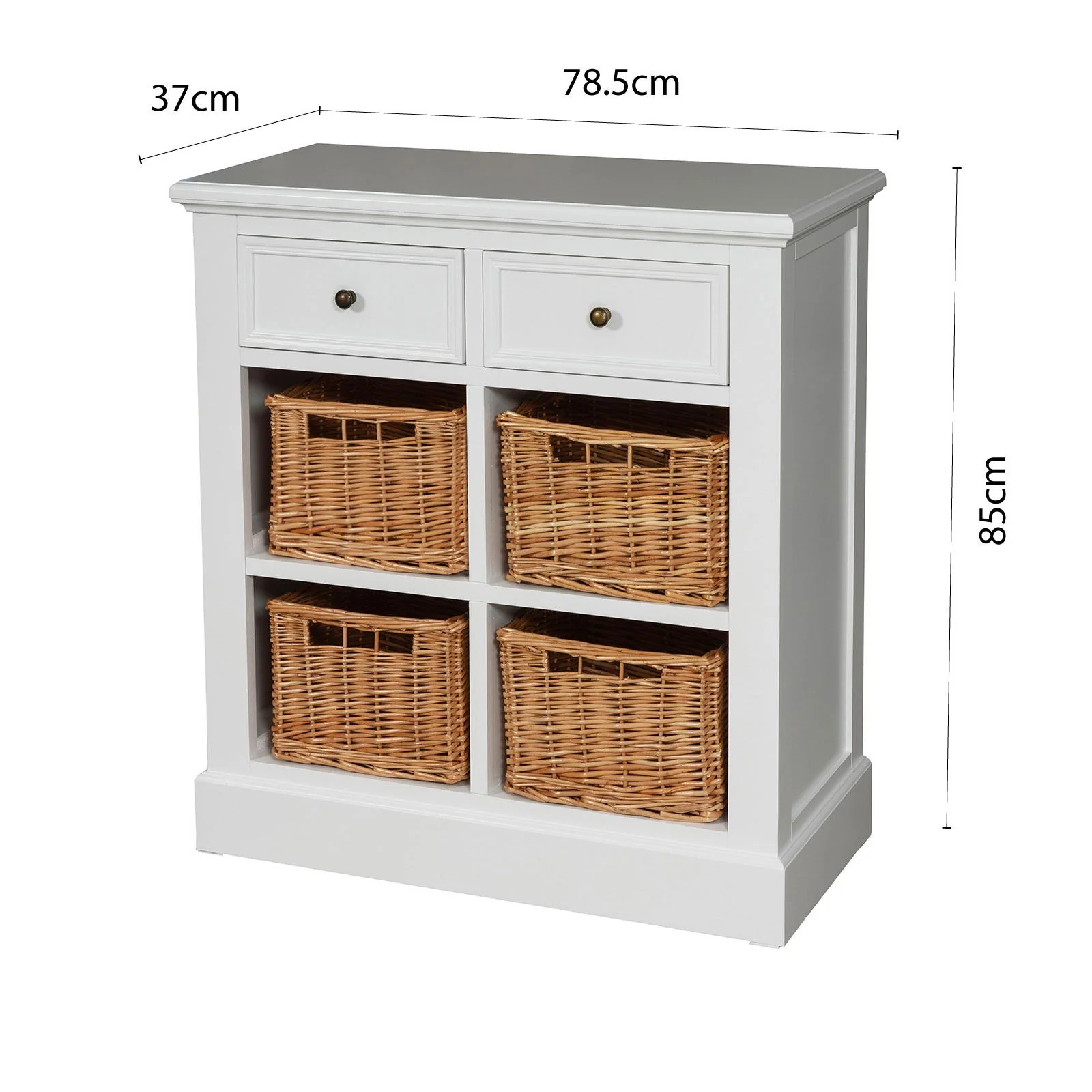Hamptons Coastal 4 Basket Buffet Sideboard Cabinet - Image 11