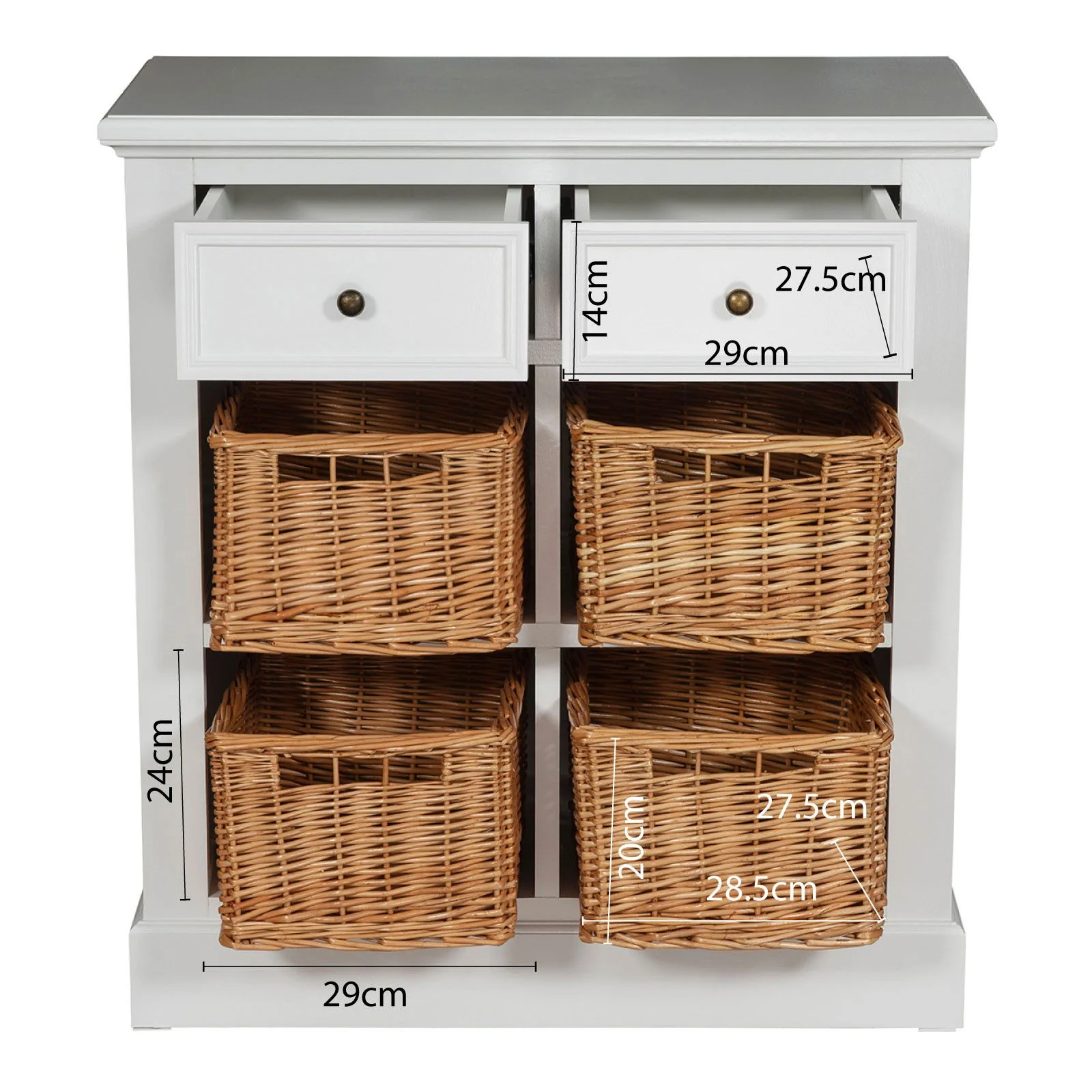 Hamptons Coastal 4 Basket Buffet Sideboard Cabinet - Image 12