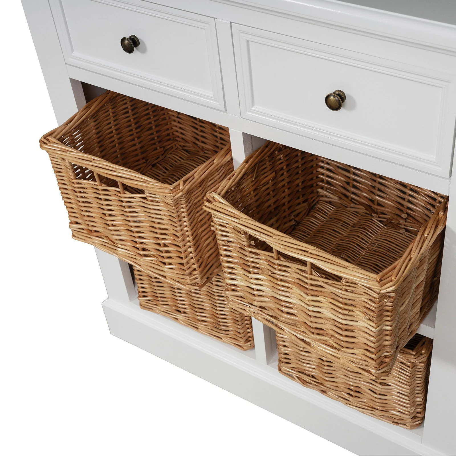 Hamptons Coastal 4 Basket Buffet Sideboard Cabinet - Image 9