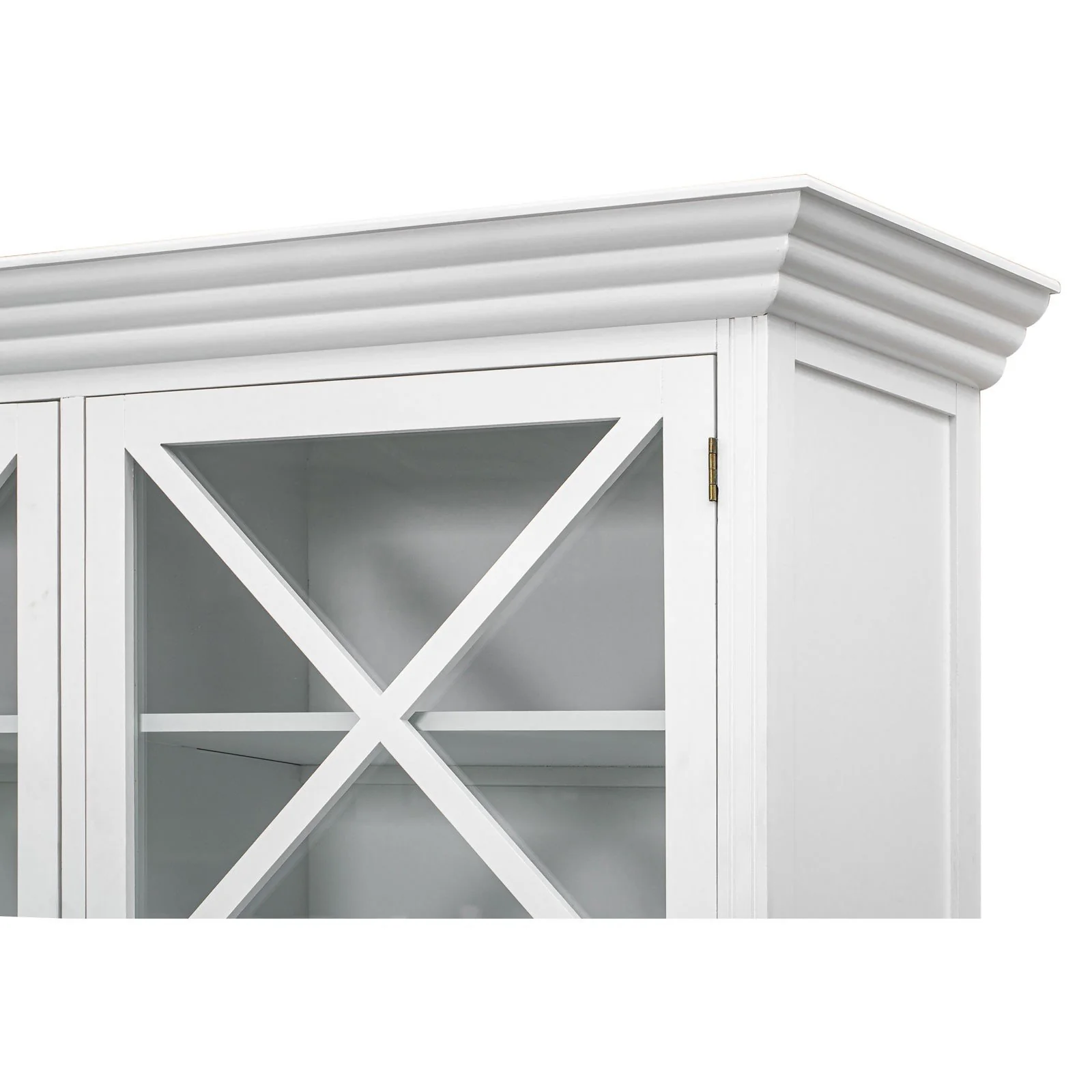 Hamptons Coastal Beach Style Cross Glass Door Hutch Display Cabinet & Buffet Bookcase Cupboard - Image 6
