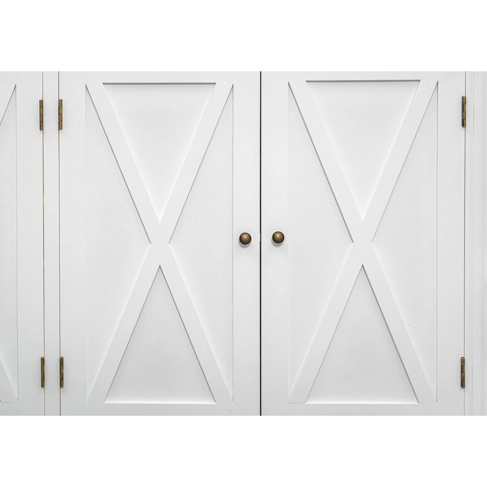 Hamptons Coastal Beach Style Cross Glass Door Hutch Display Cabinet & Buffet Bookcase Cupboard - Image 8