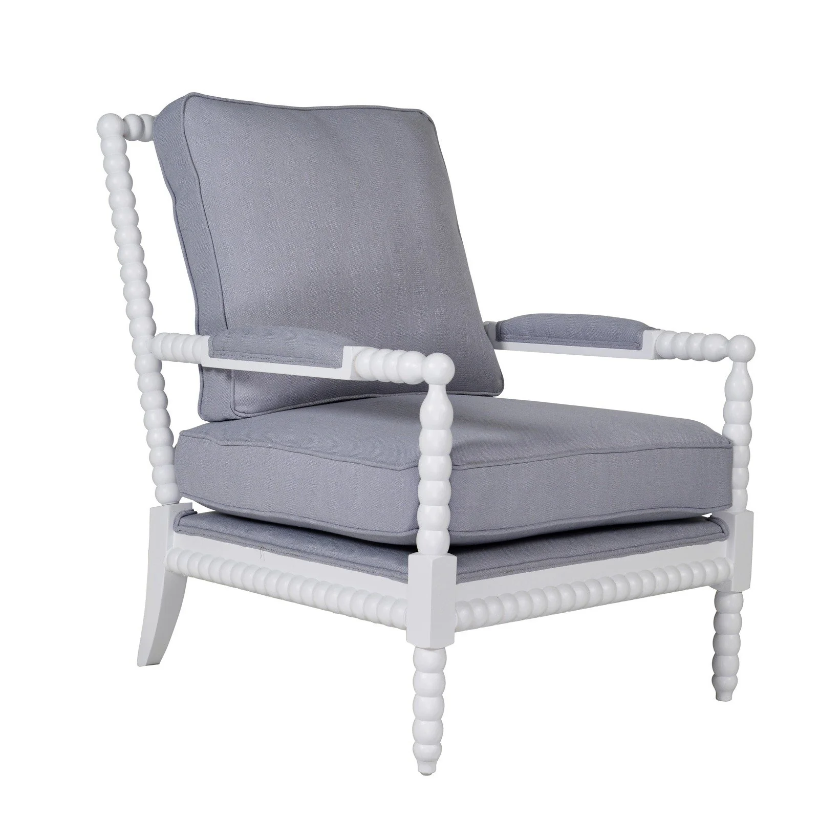 Hamptons Coastal Bobbin Linen and Timber Armchair - Image 12