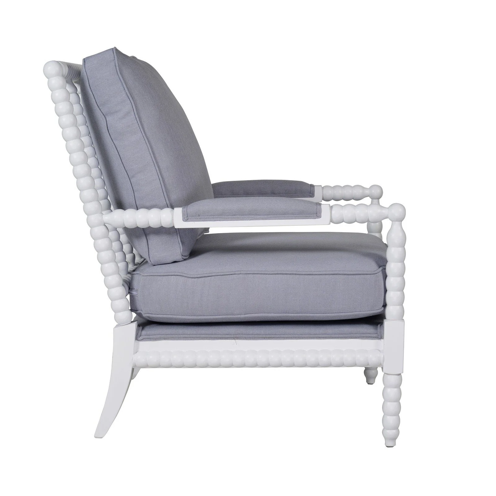 Hamptons Coastal Bobbin Linen and Timber Armchair - Image 14