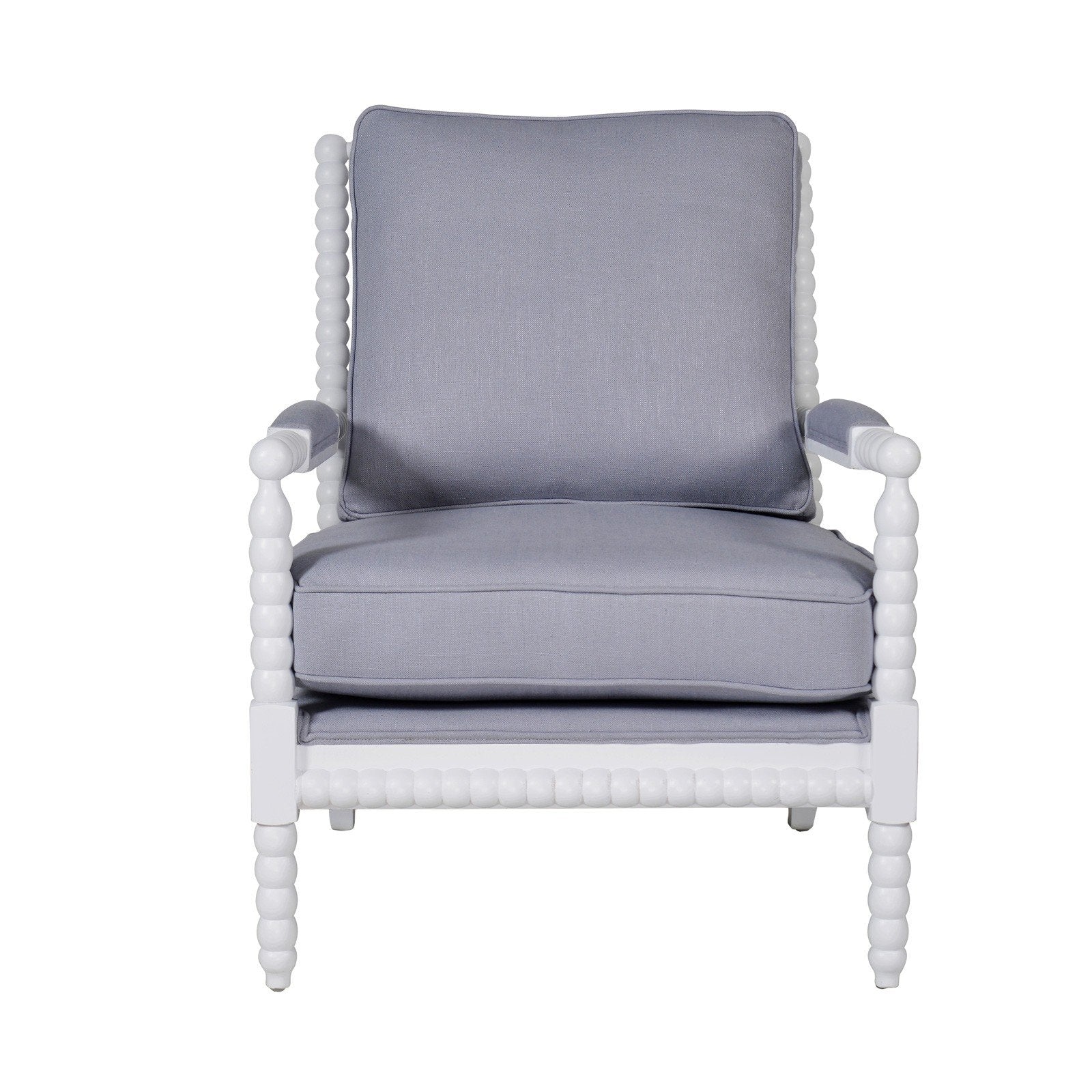 Hamptons Coastal Bobbin Linen and Timber Armchair - Image 15