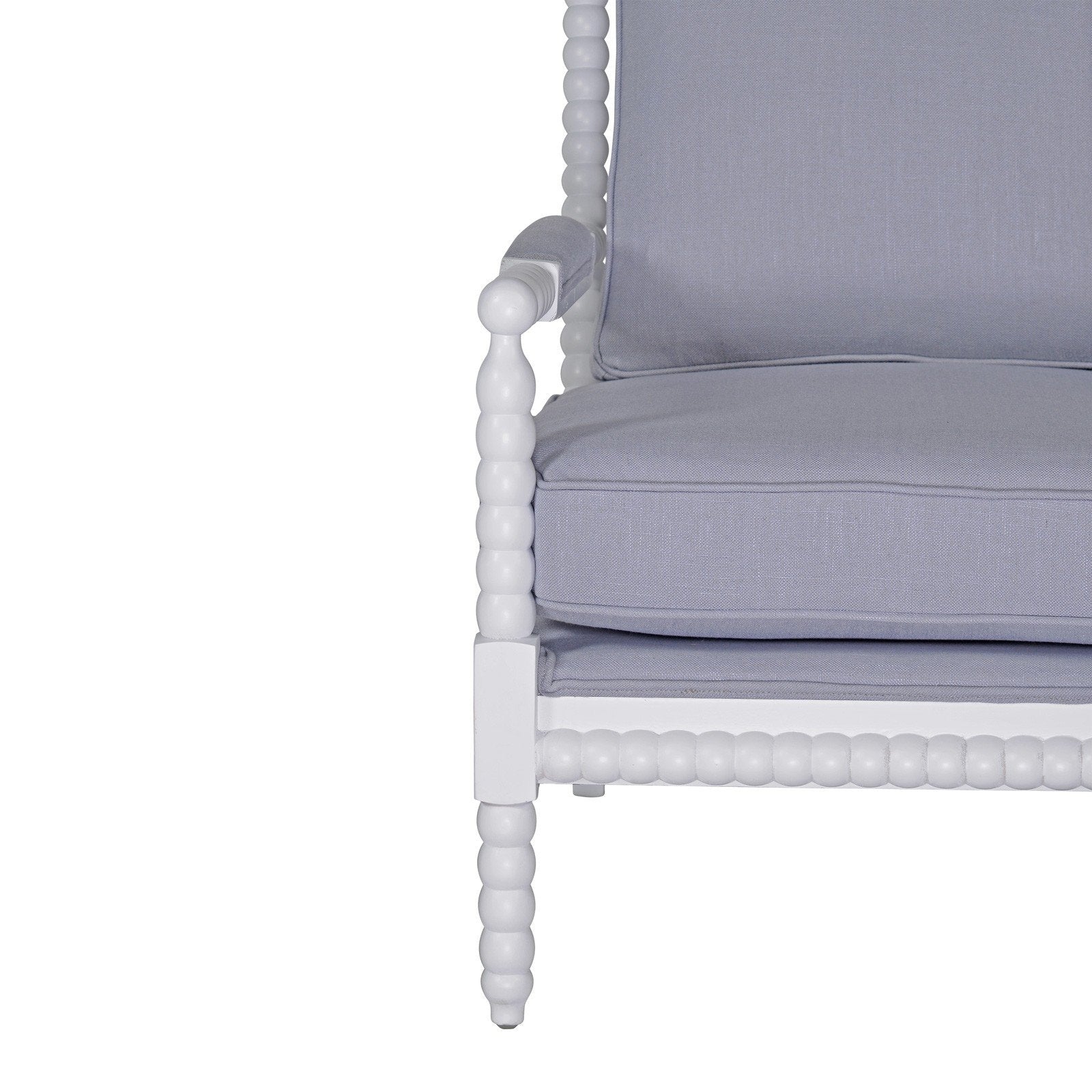 Hamptons Coastal Bobbin Linen and Timber Armchair - Image 16