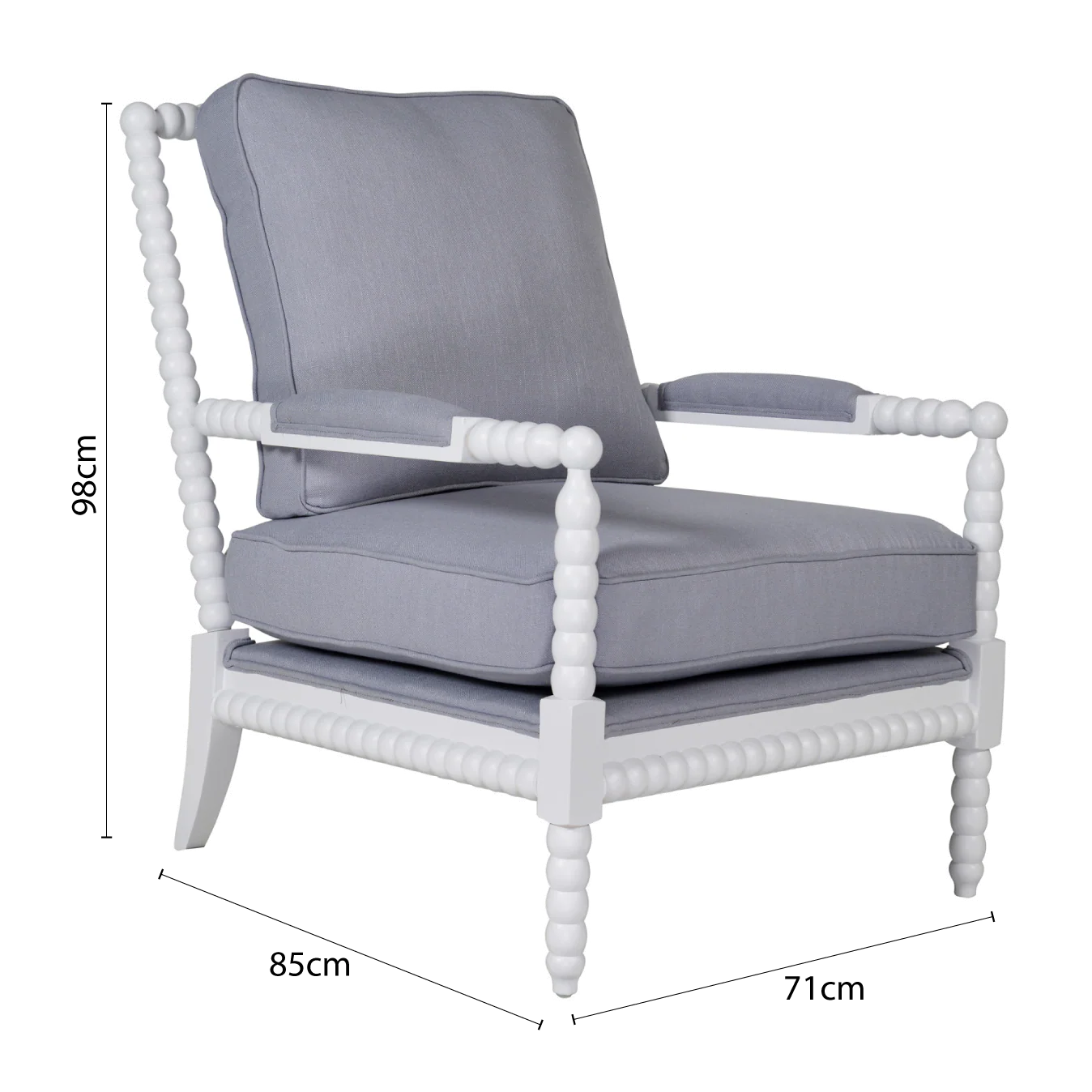 Hamptons Coastal Bobbin Linen and Timber Armchair - Image 17