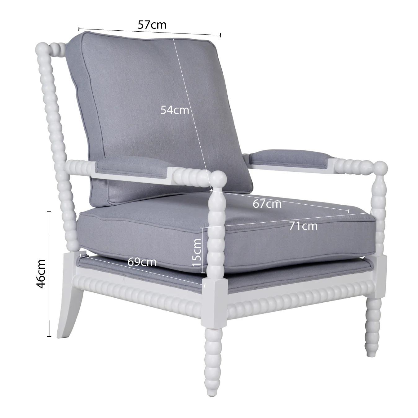 Hamptons Coastal Bobbin Linen and Timber Armchair - Image 18
