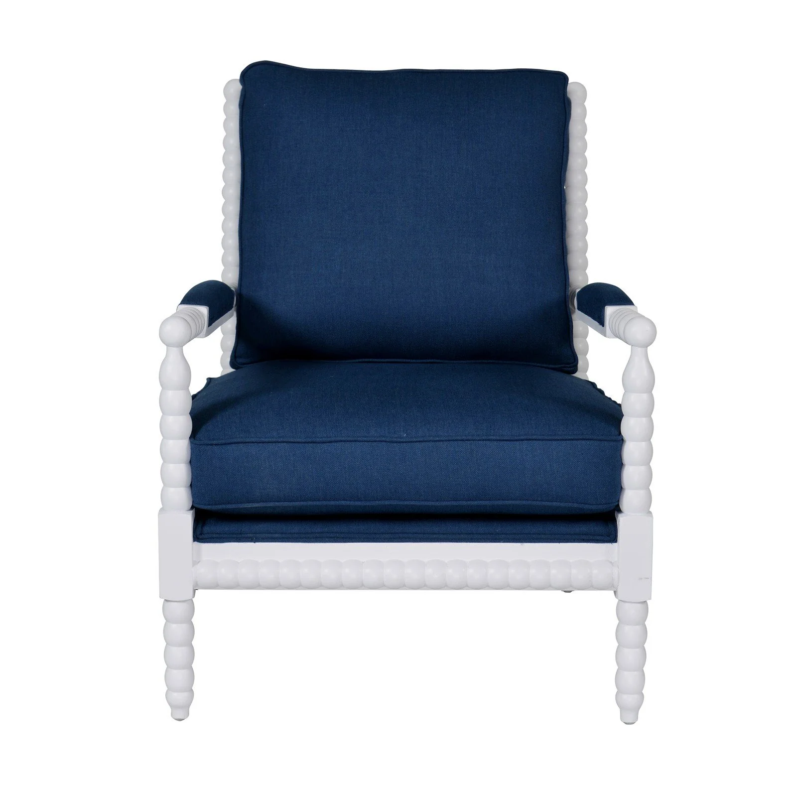 Hamptons Coastal Bobbin Linen and Timber Armchair - Image 19