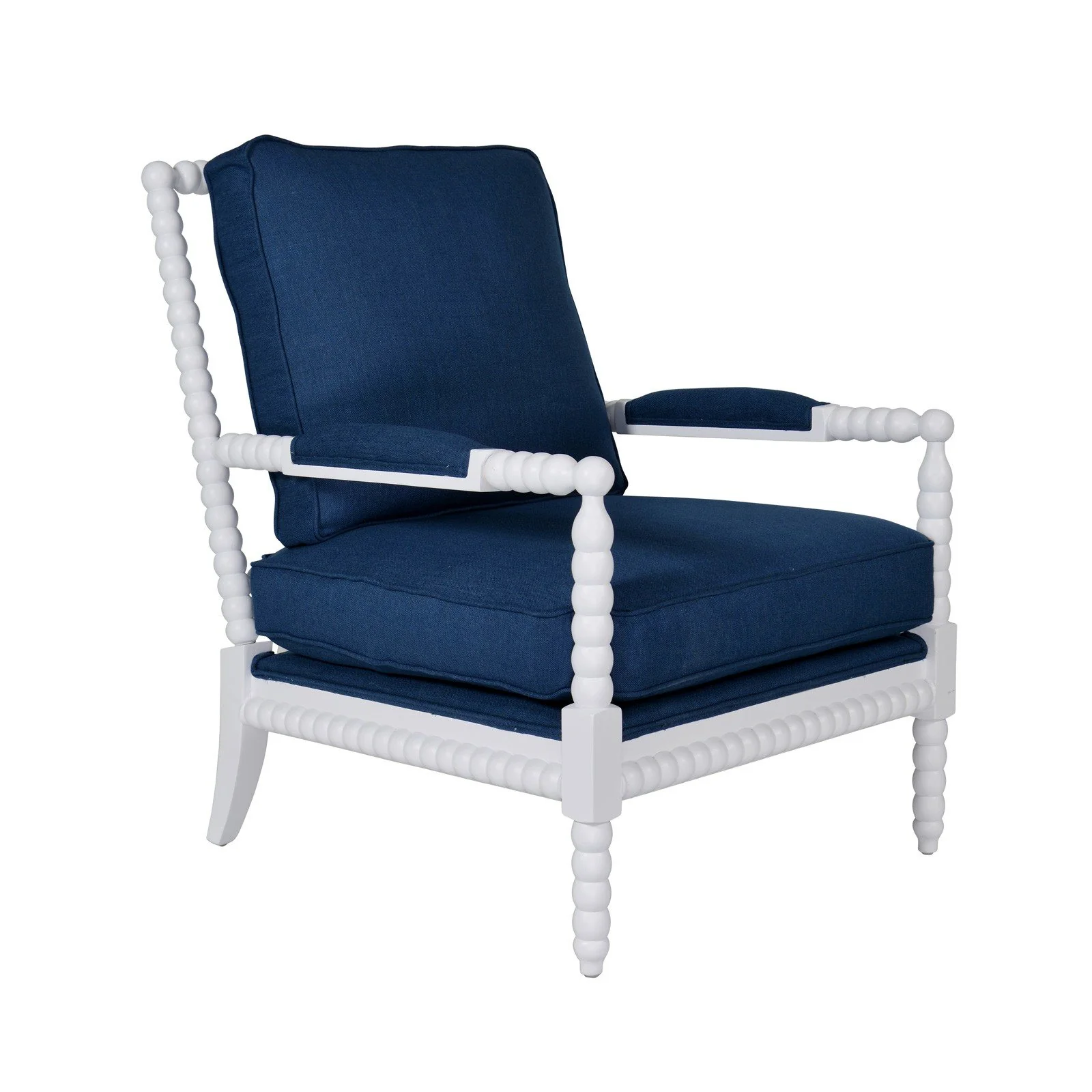 Hamptons Coastal Bobbin Linen and Timber Armchair - Image 20