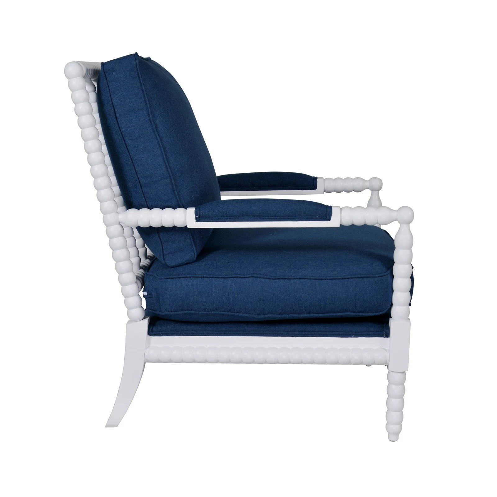 Hamptons Coastal Bobbin Linen and Timber Armchair - Image 21