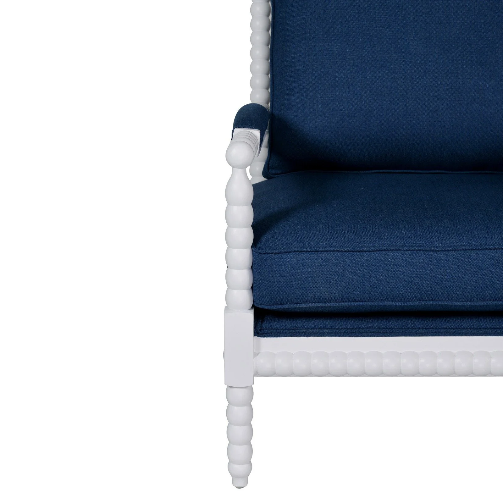 Hamptons Coastal Bobbin Linen and Timber Armchair - Image 24