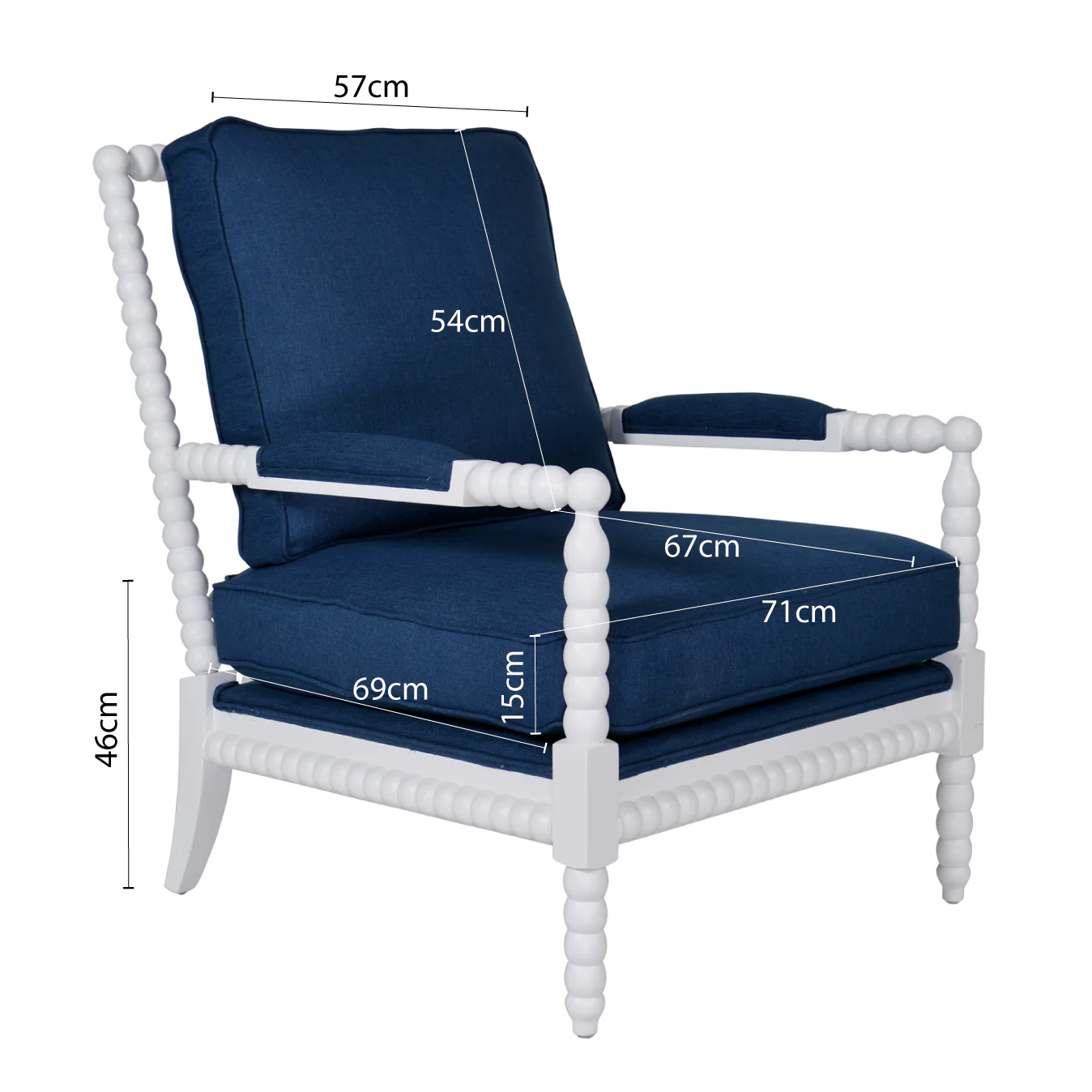 Hamptons Coastal Bobbin Linen and Timber Armchair - Image 25