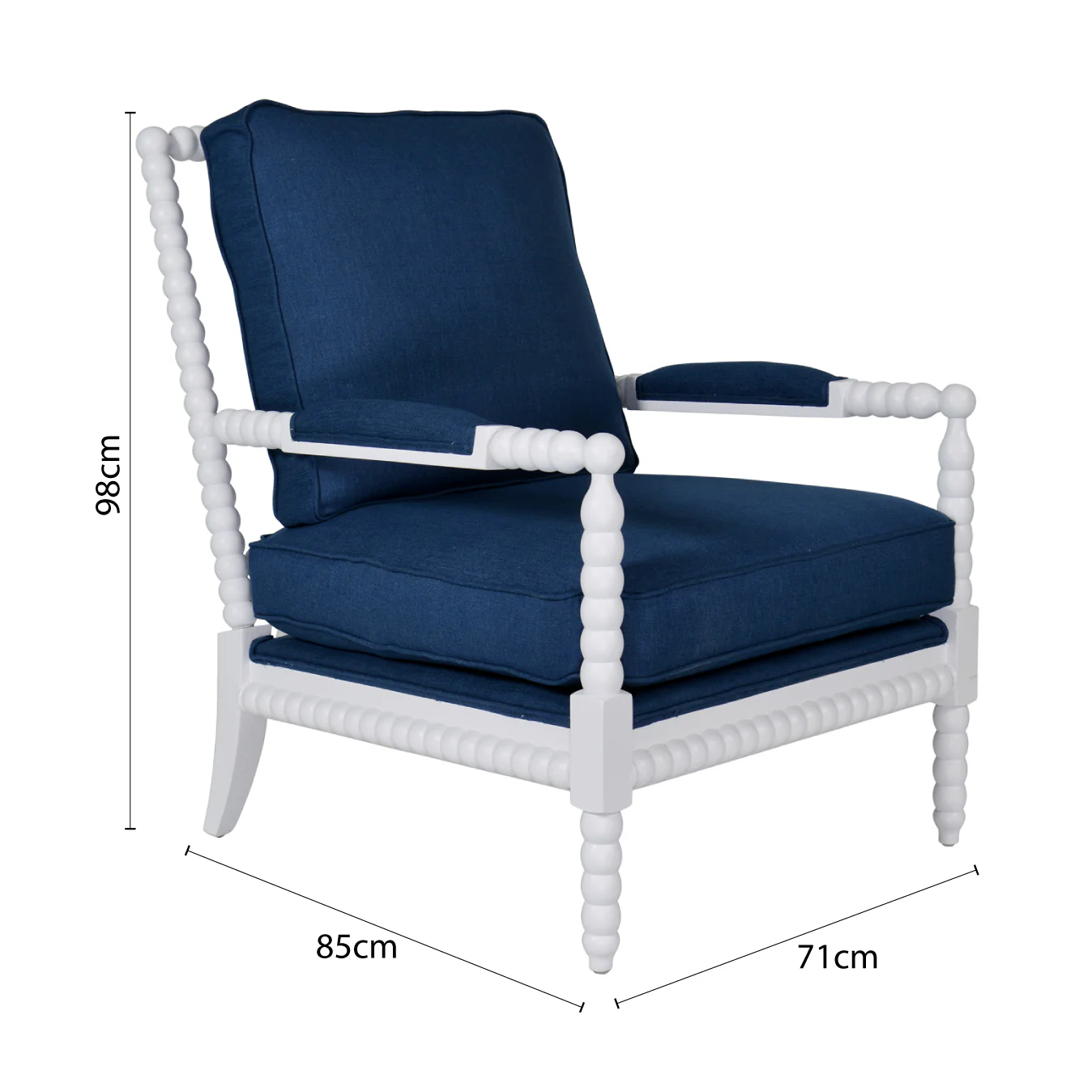 Hamptons Coastal Bobbin Linen and Timber Armchair - Image 26