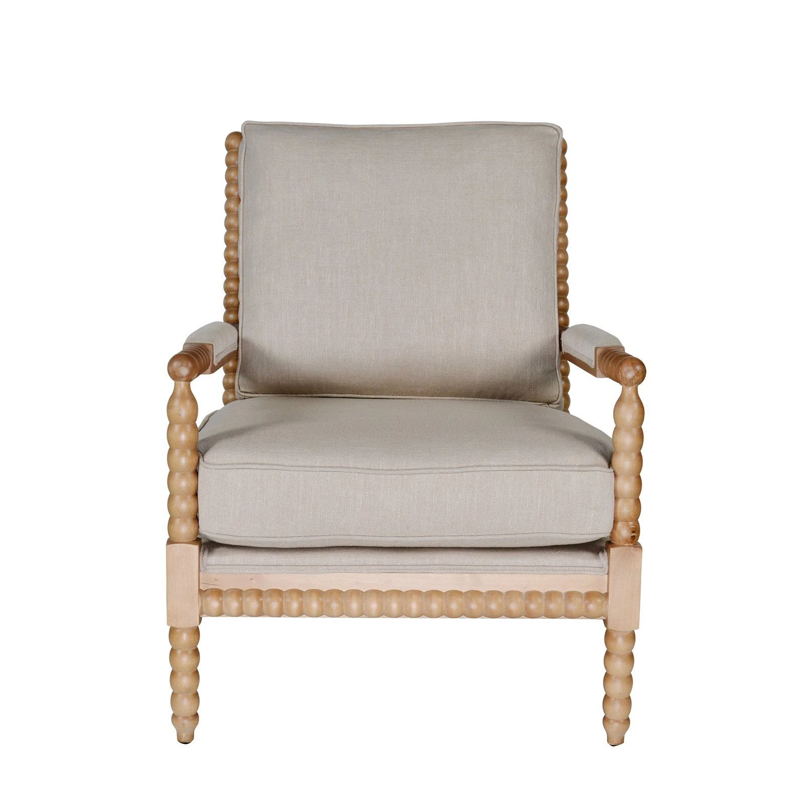 Hamptons Coastal Bobbin Linen and Timber Armchair - Image 30