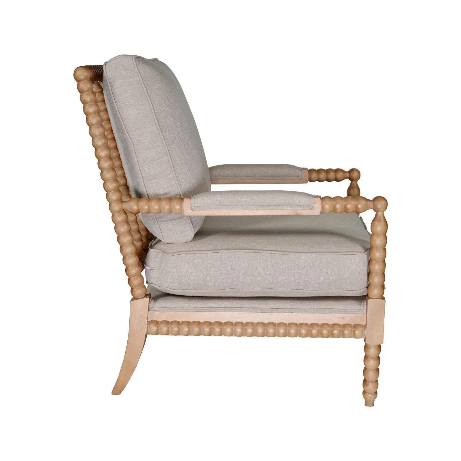 Hamptons Coastal Bobbin Linen and Timber Armchair - Image 31