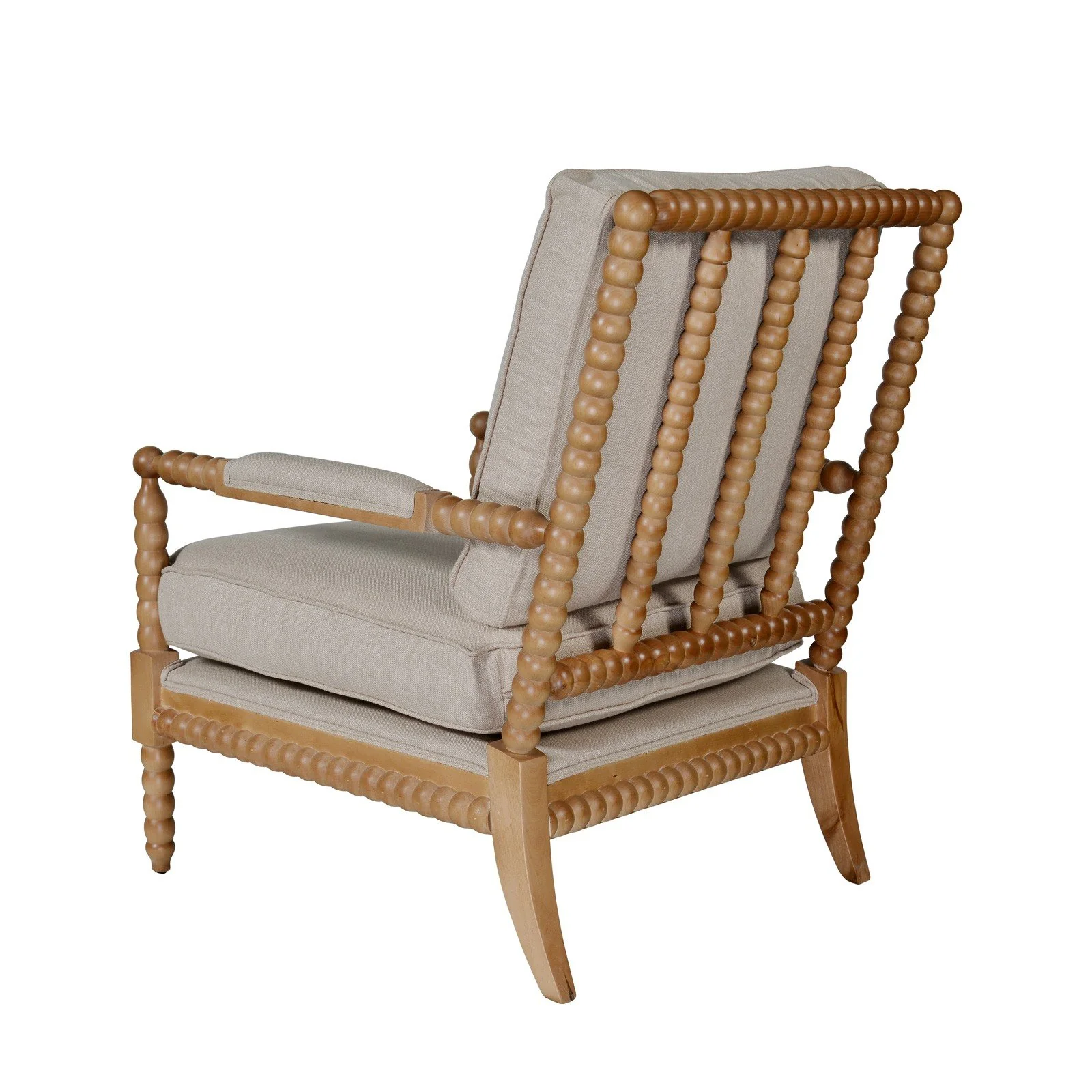 Hamptons Coastal Bobbin Linen and Timber Armchair - Image 32