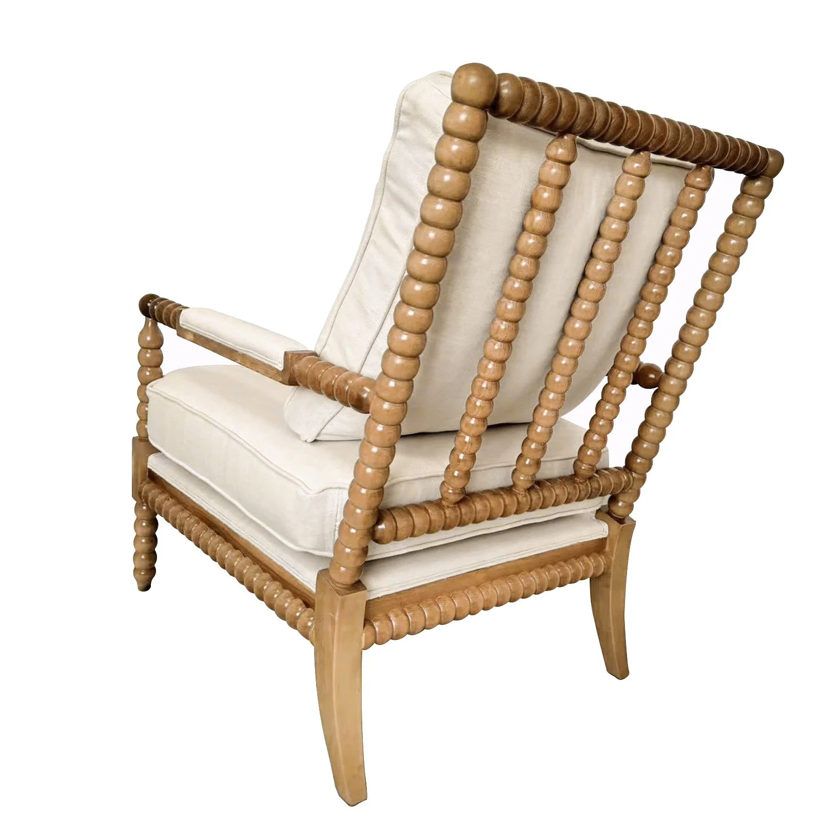 Hamptons Coastal Bobbin Linen and Timber Armchair - Image 41