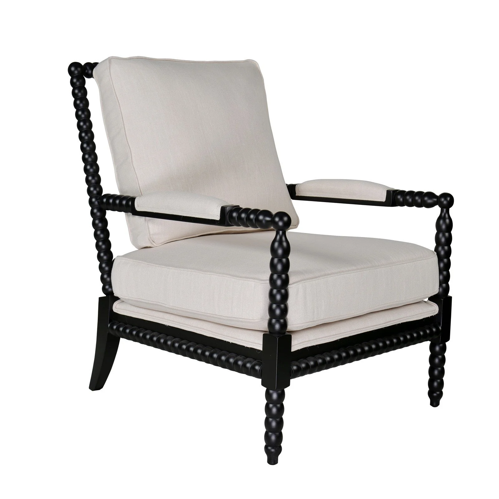 Hamptons Coastal Bobbin Linen and Timber Armchair - Image 44
