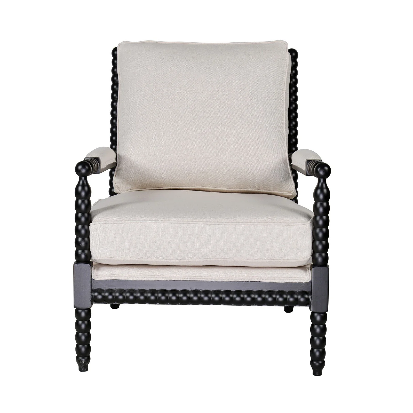 Hamptons Coastal Bobbin Linen and Timber Armchair - Image 47