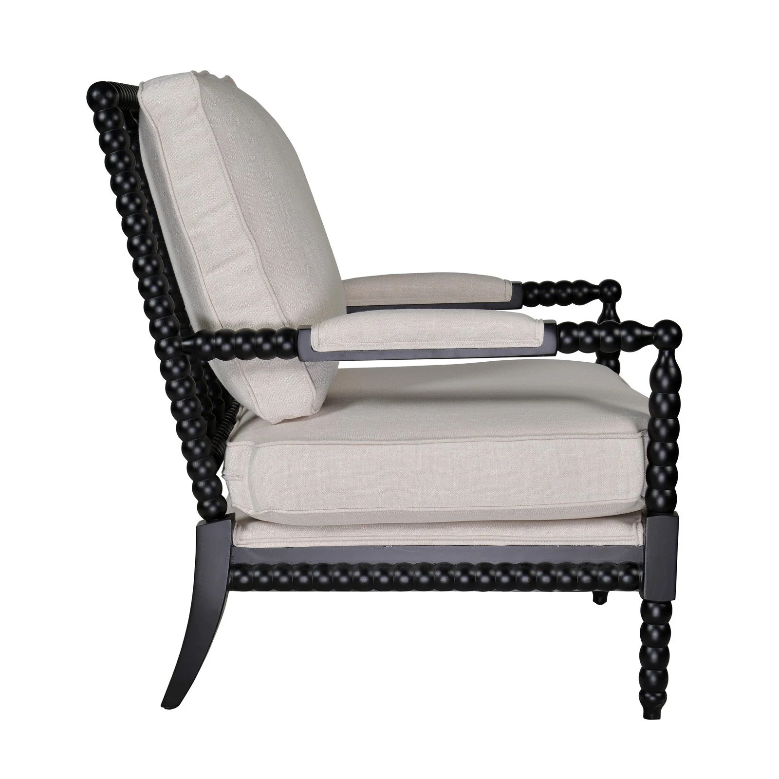 Hamptons Coastal Bobbin Linen and Timber Armchair - Image 48