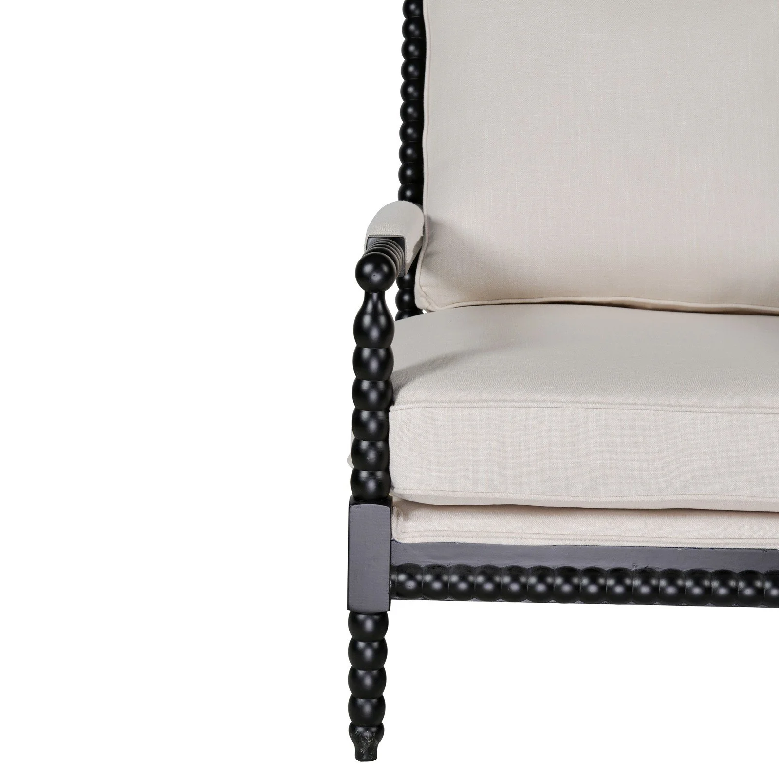 Hamptons Coastal Bobbin Linen and Timber Armchair - Image 51