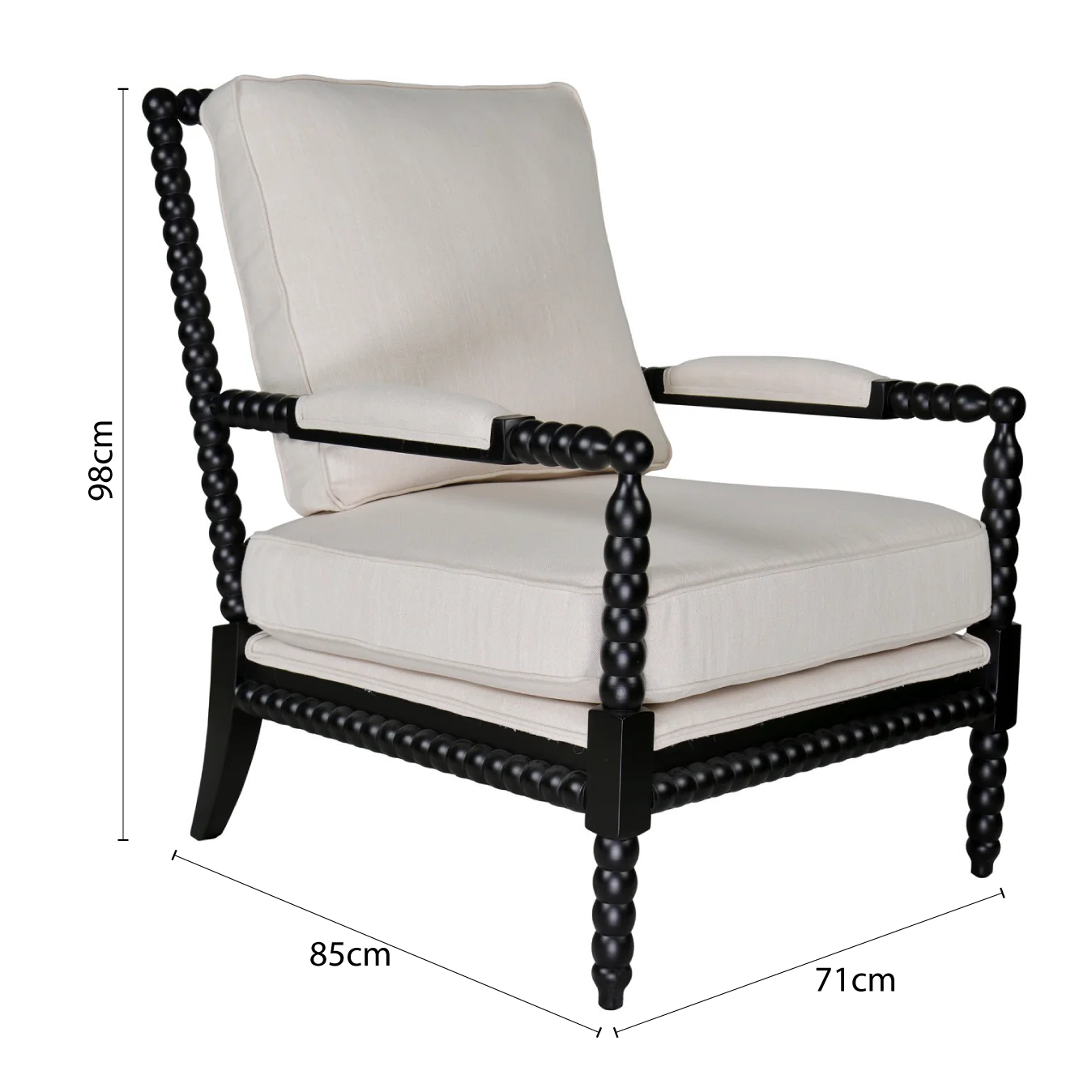 Hamptons Coastal Bobbin Linen and Timber Armchair - Image 52