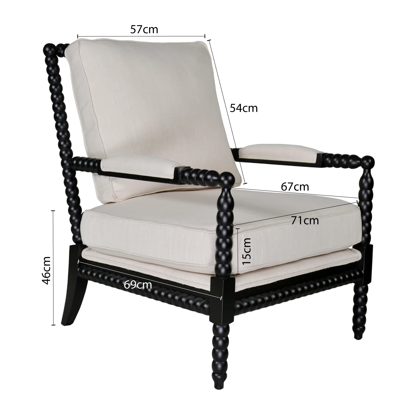Hamptons Coastal Bobbin Linen and Timber Armchair - Image 53