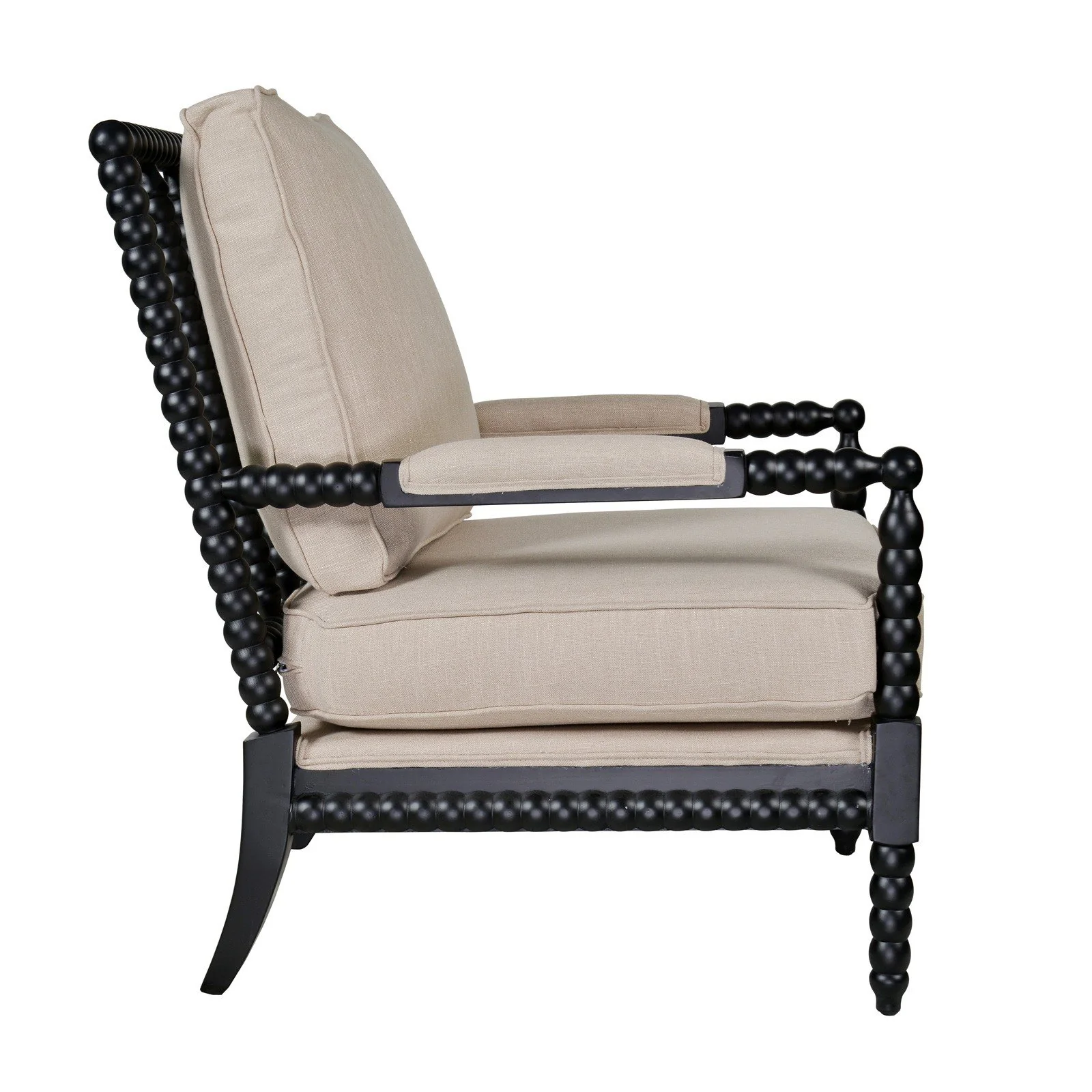 Hamptons Coastal Bobbin Linen and Timber Armchair - Image 57