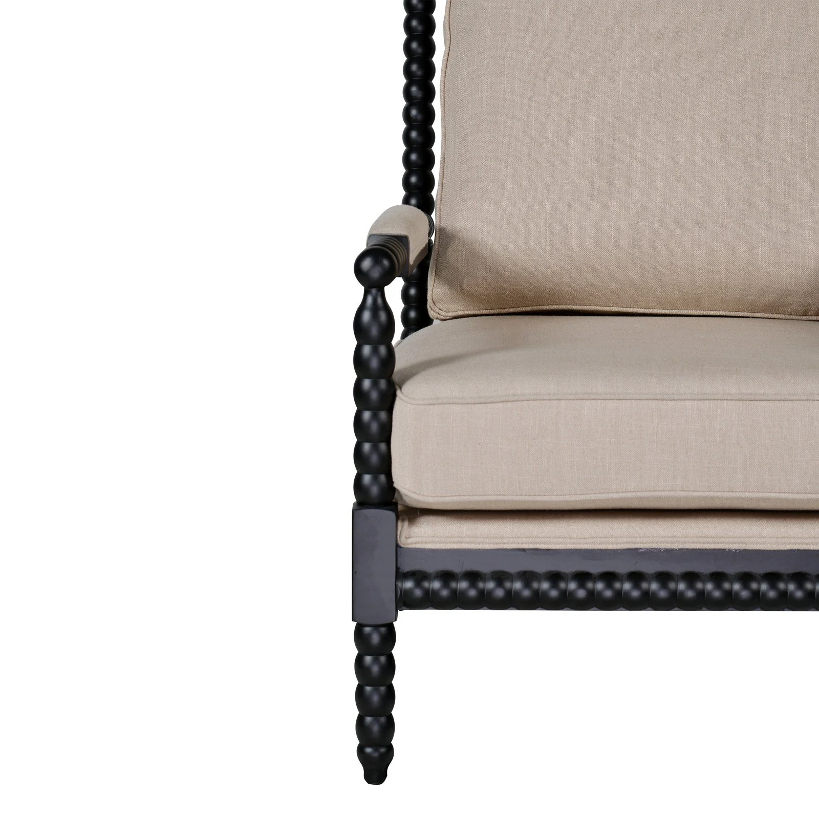 Hamptons Coastal Bobbin Linen and Timber Armchair - Image 58