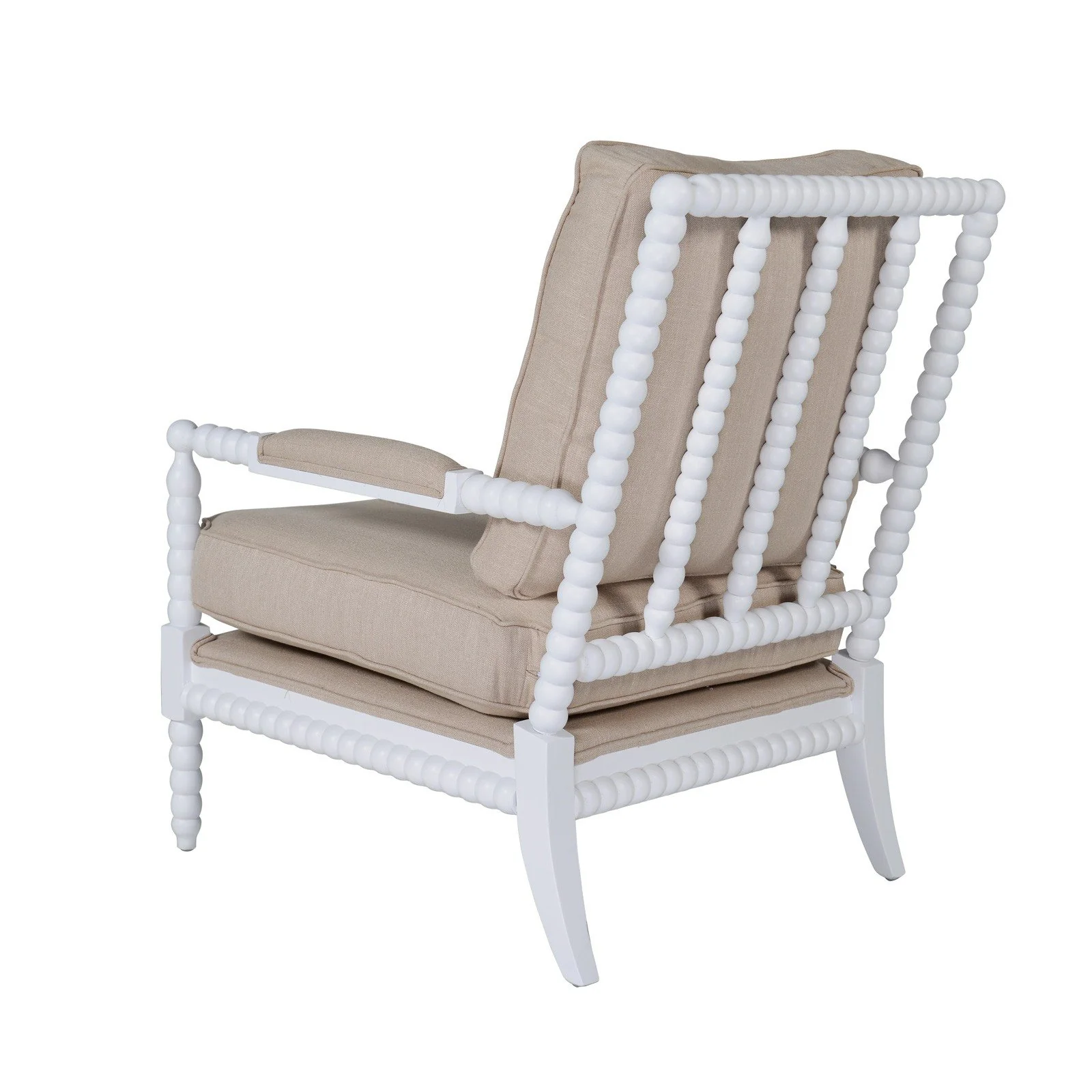 Hamptons Coastal Bobbin Linen and Timber Armchair - Image 6