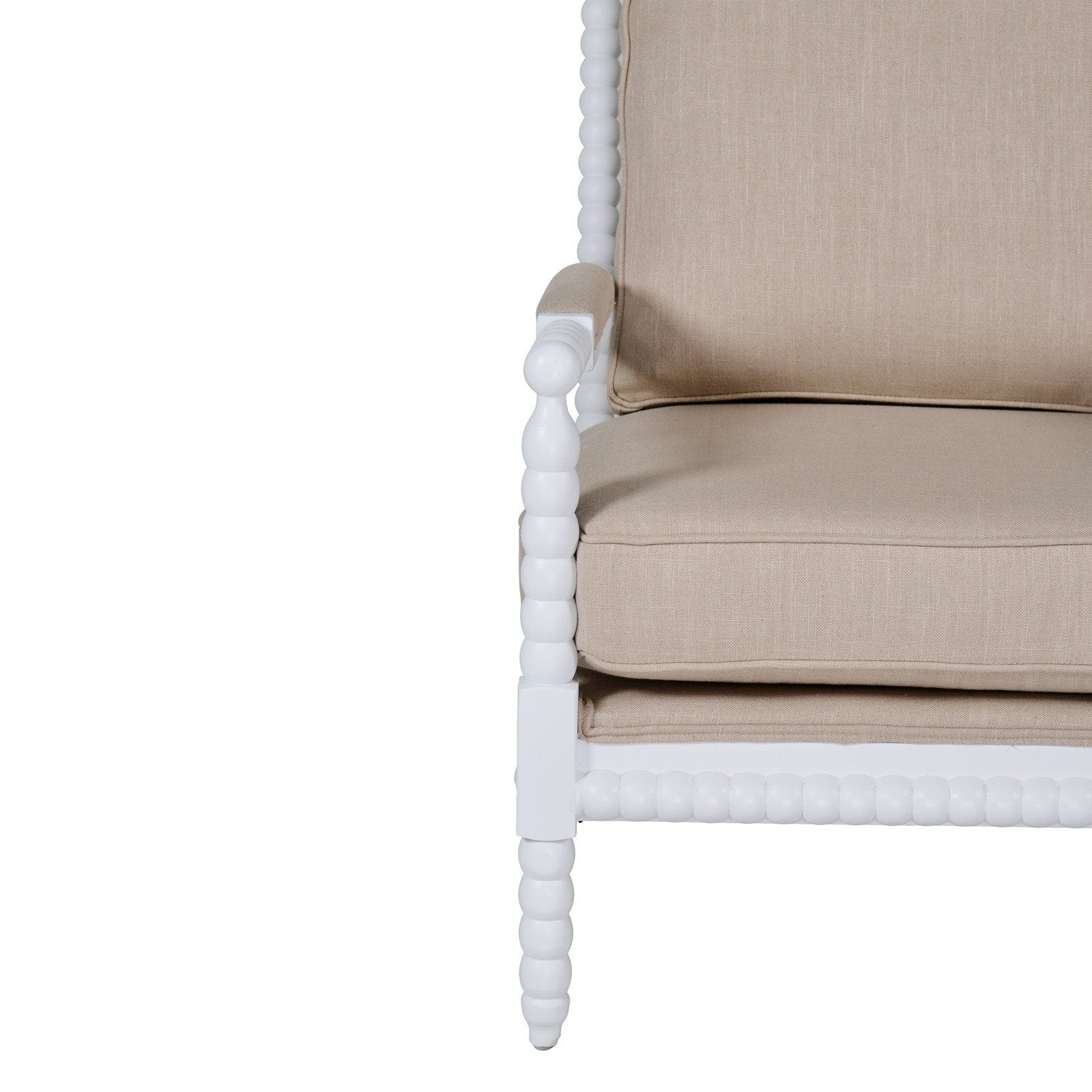 Hamptons Coastal Bobbin Linen and Timber Armchair - Image 8