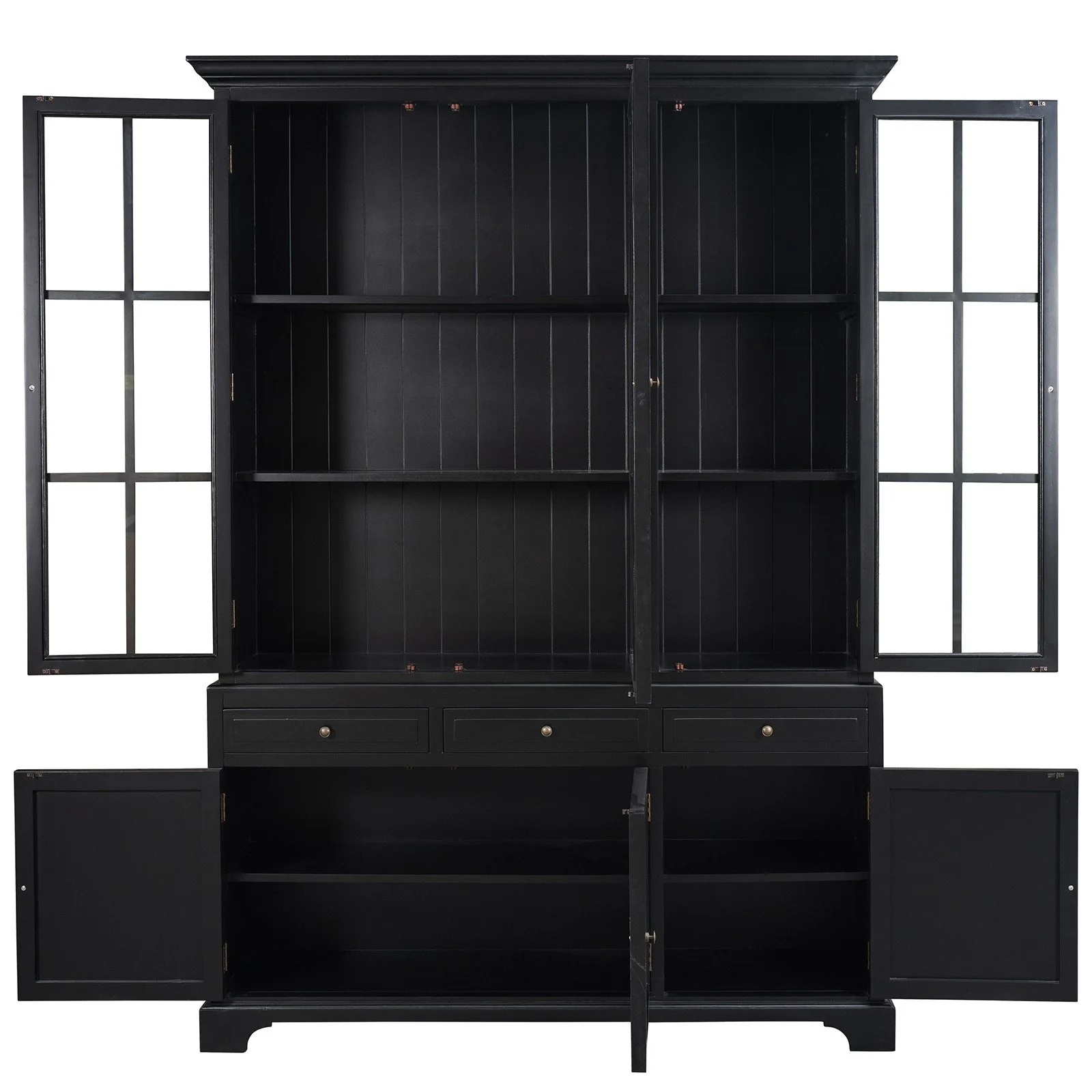 Hamptons Coastal Buffet and Hutch Glass Display Cabinet Bookcase - Image 18