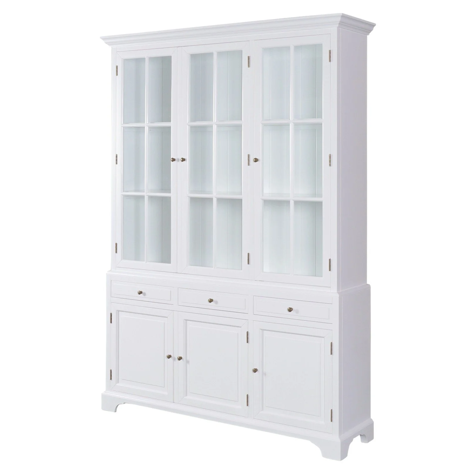 Hamptons Coastal Buffet and Hutch Glass Display Cabinet Bookcase - Image 3