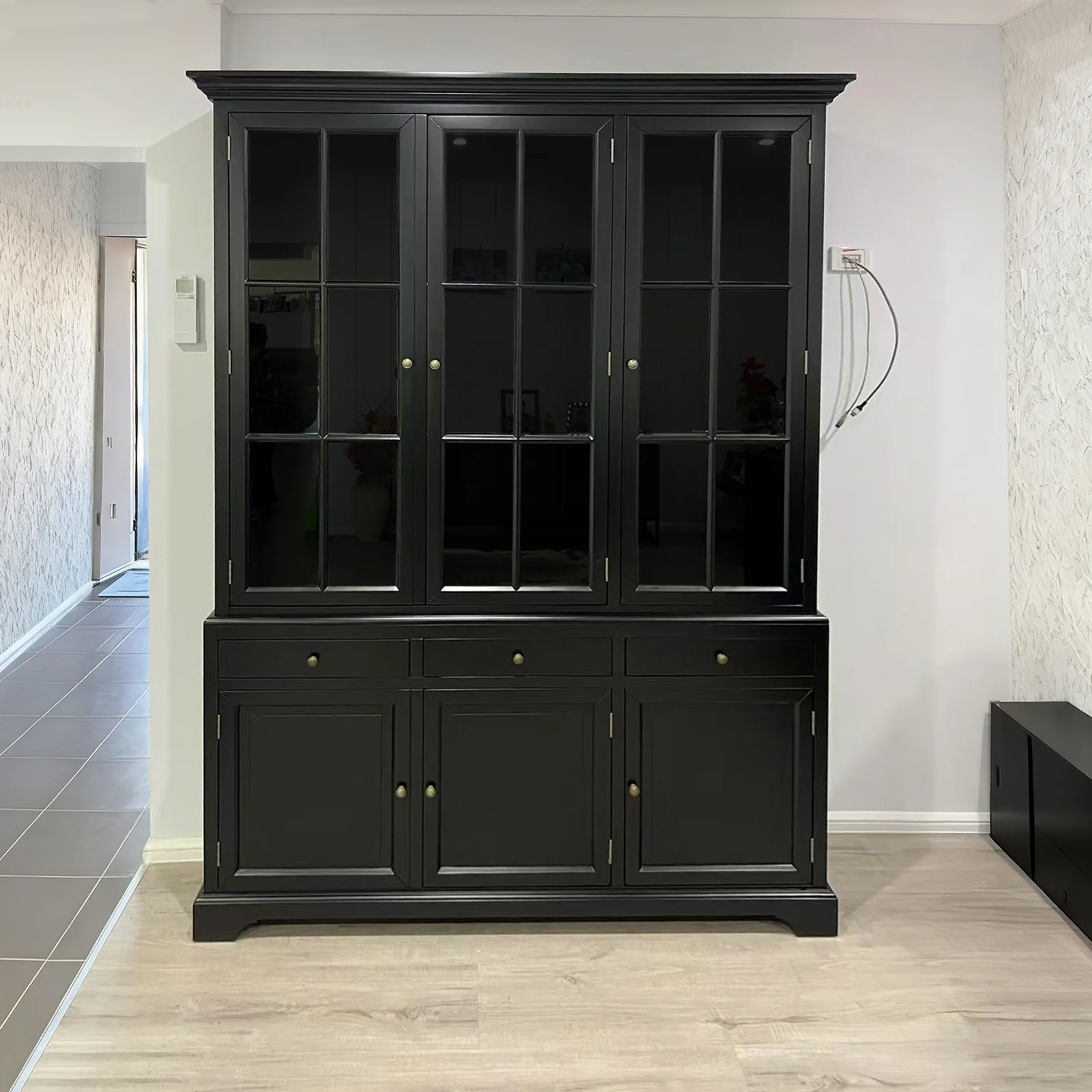 Hamptons Coastal Buffet and Hutch Glass Display Cabinet Bookcase - Image 31