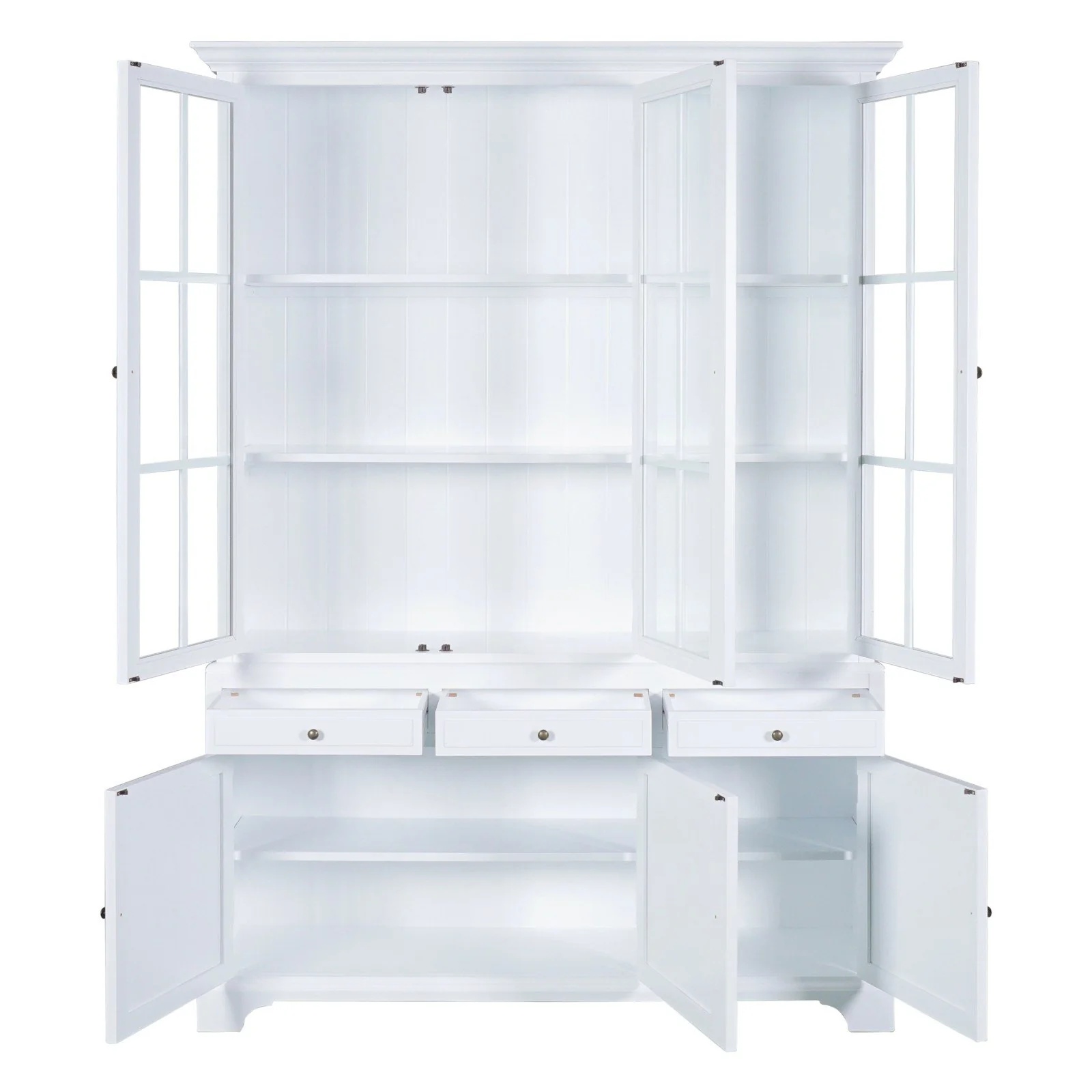 Hamptons Coastal Buffet and Hutch Glass Display Cabinet Bookcase - Image 4