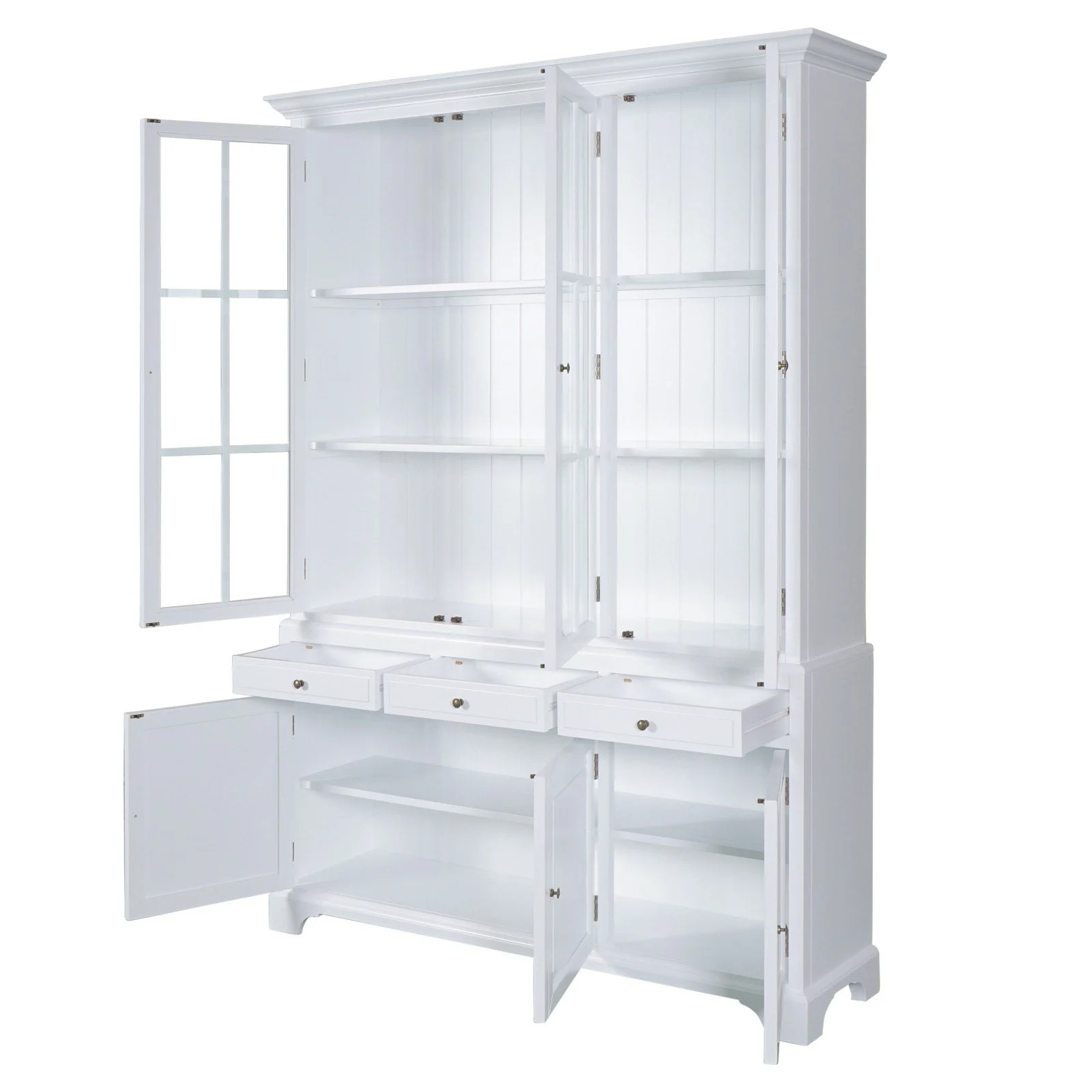 Hamptons Coastal Buffet and Hutch Glass Display Cabinet Bookcase - Image 5