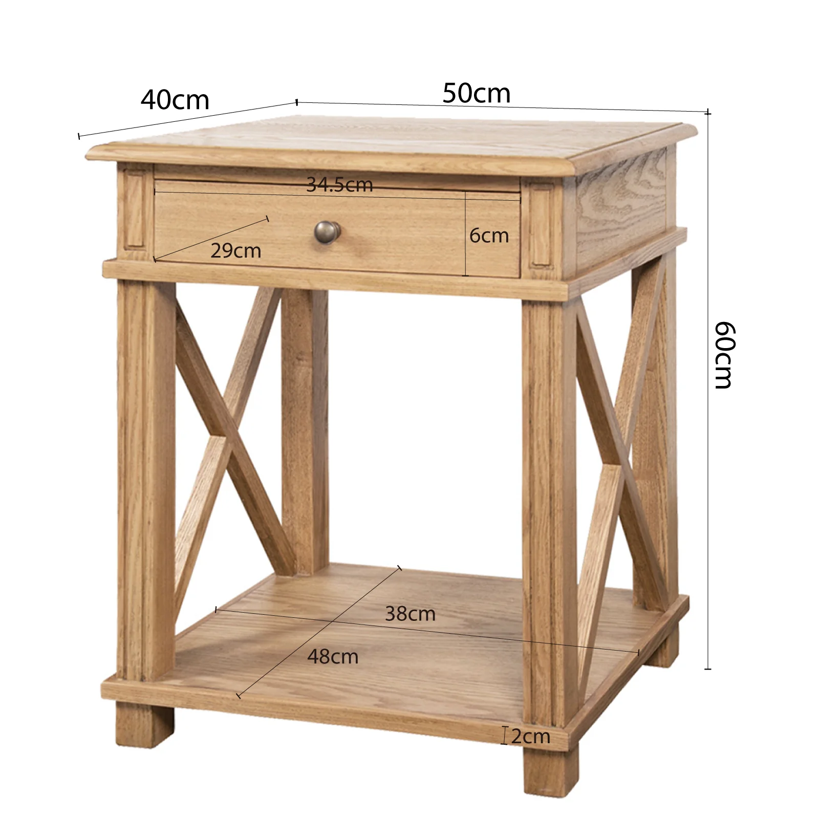 Hamptons Coastal Cross 1 Drawer Bedside Table - Image 12
