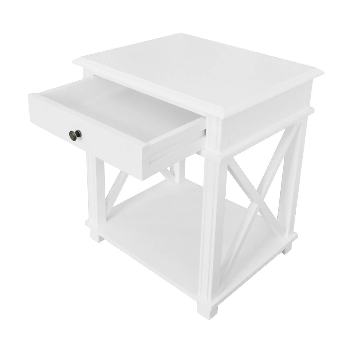 Hamptons Coastal Cross 1 Drawer Bedside Table - Image 21
